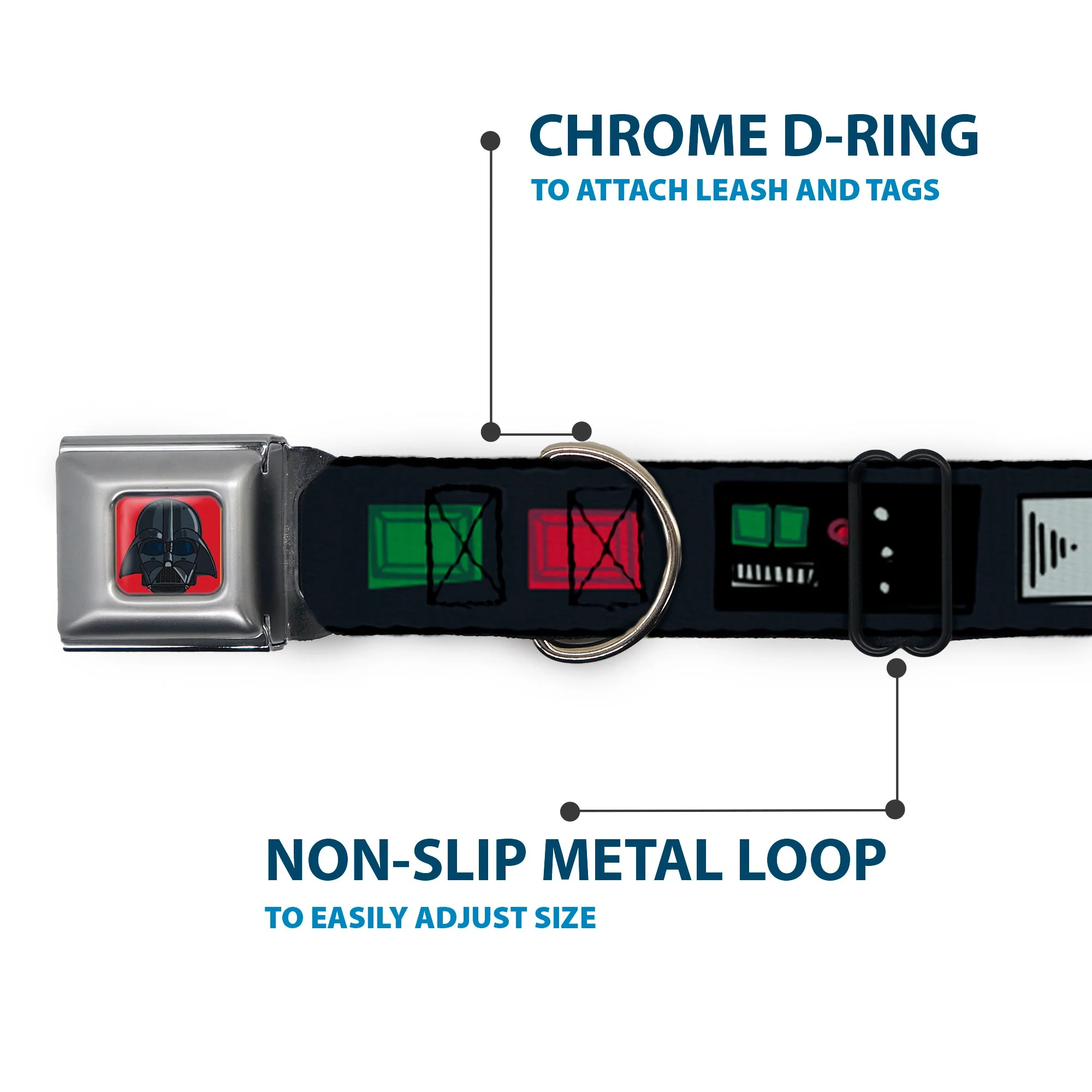 Star Wars Darth Vader Face Full Color Red Seatbelt Buckle Collar - Star Wars Darth Vader Utility Belt Bounding3 Black/Grays/Reds/Greens - Image 5