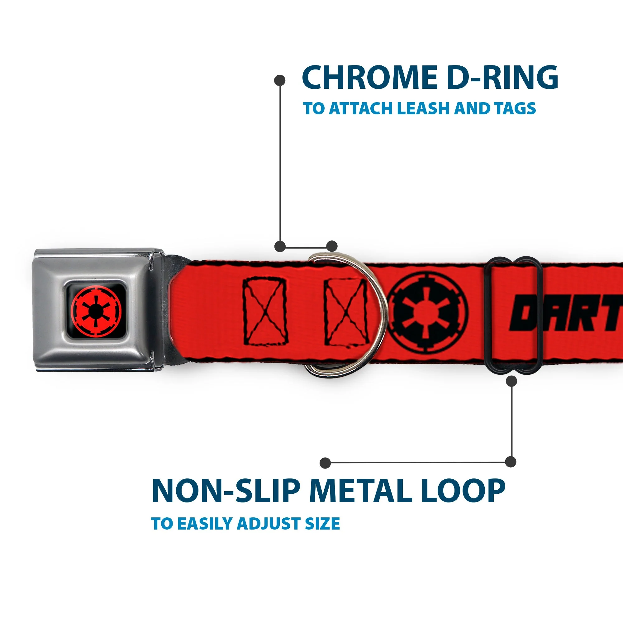 Star Wars Galactic Empire Insignia Full Color Black/Red Seatbelt Buckle Collar - Star Wars DARTH VADER Text and Galactic Empire Logo Red/Black - Image 5