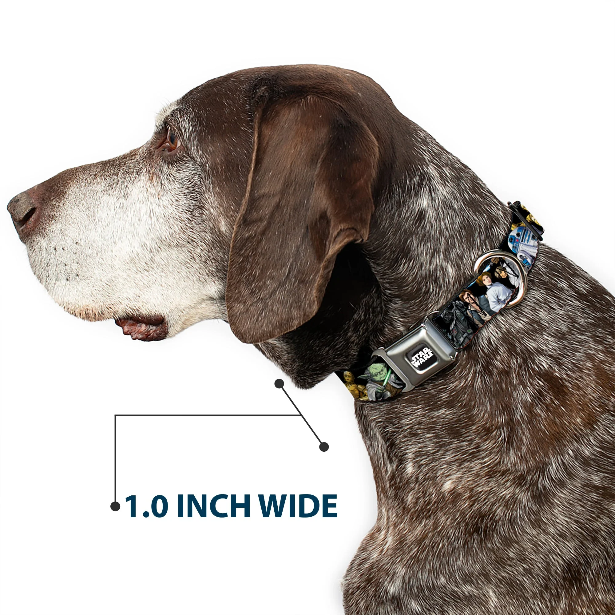 STAR WARS Logo Full Color Black/White Seatbelt Buckle Collar - Star Wars Classic Character Poses Black - Image 6