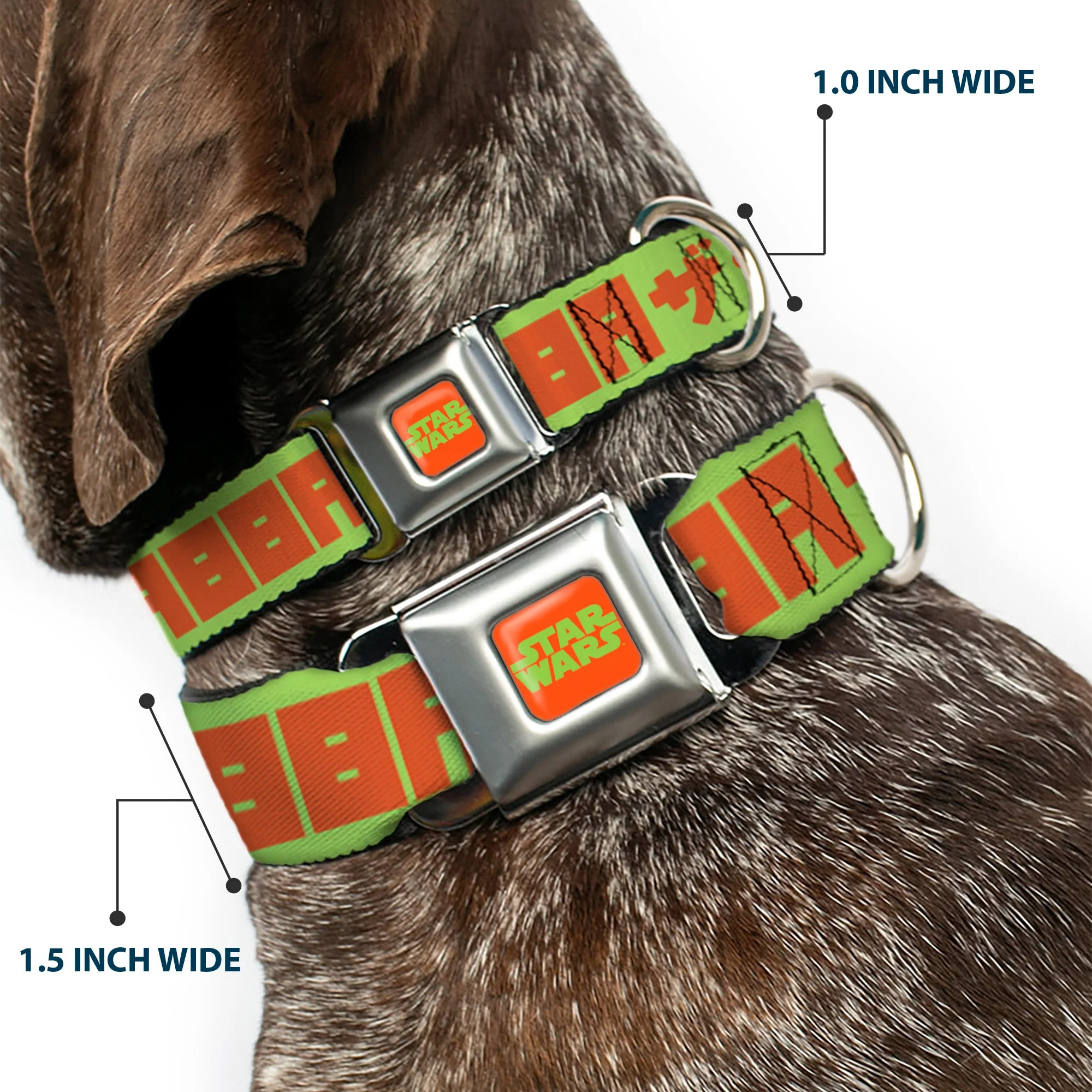 STAR WARS Logo Full Color Orange/Green Seatbelt Buckle Collar - Star Wars JABBA THE HUTT Text and Characters Green/Orange - Image 2