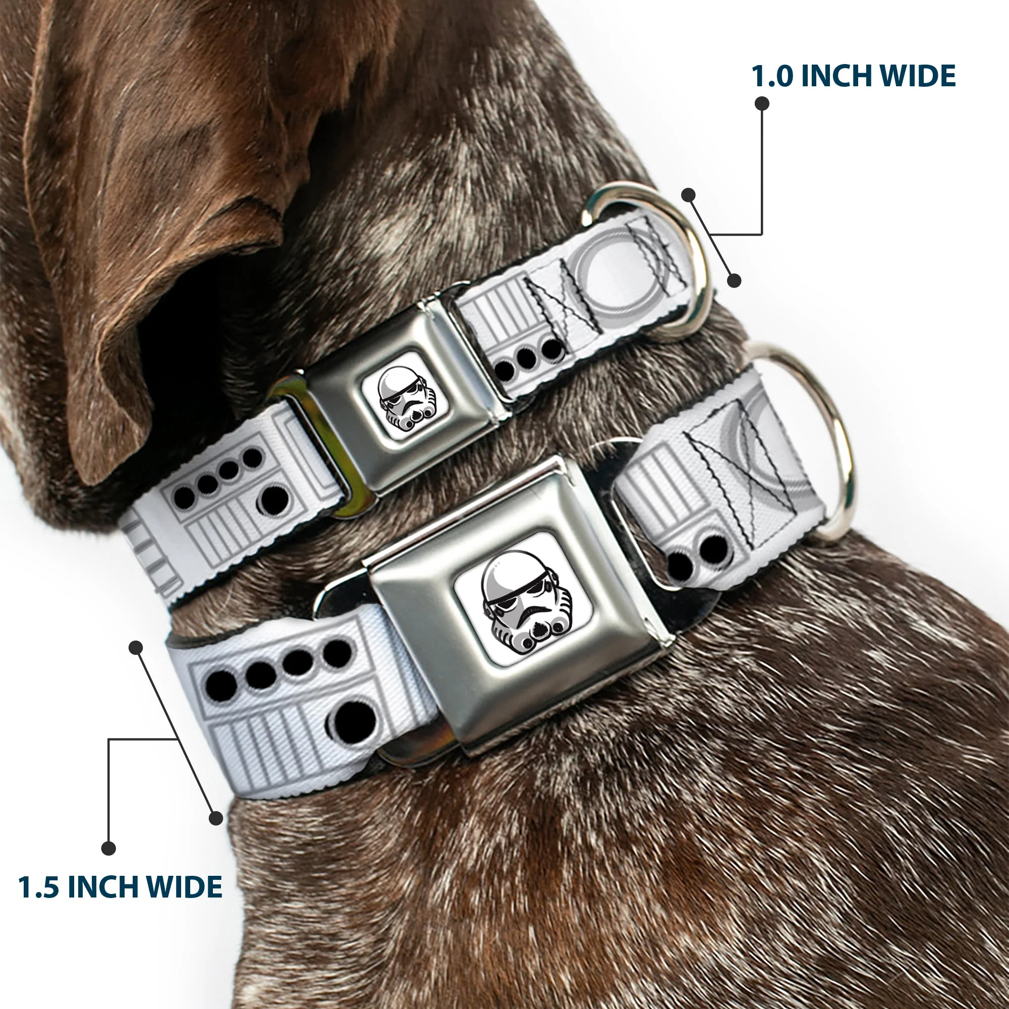 Star Wars Stormtrooper Face Full Color White/Black/Grays Seatbelt Buckle Collar - Star Wars Stormtroopers Utility Belt2 Bounding White/Grays/Black - Image 2