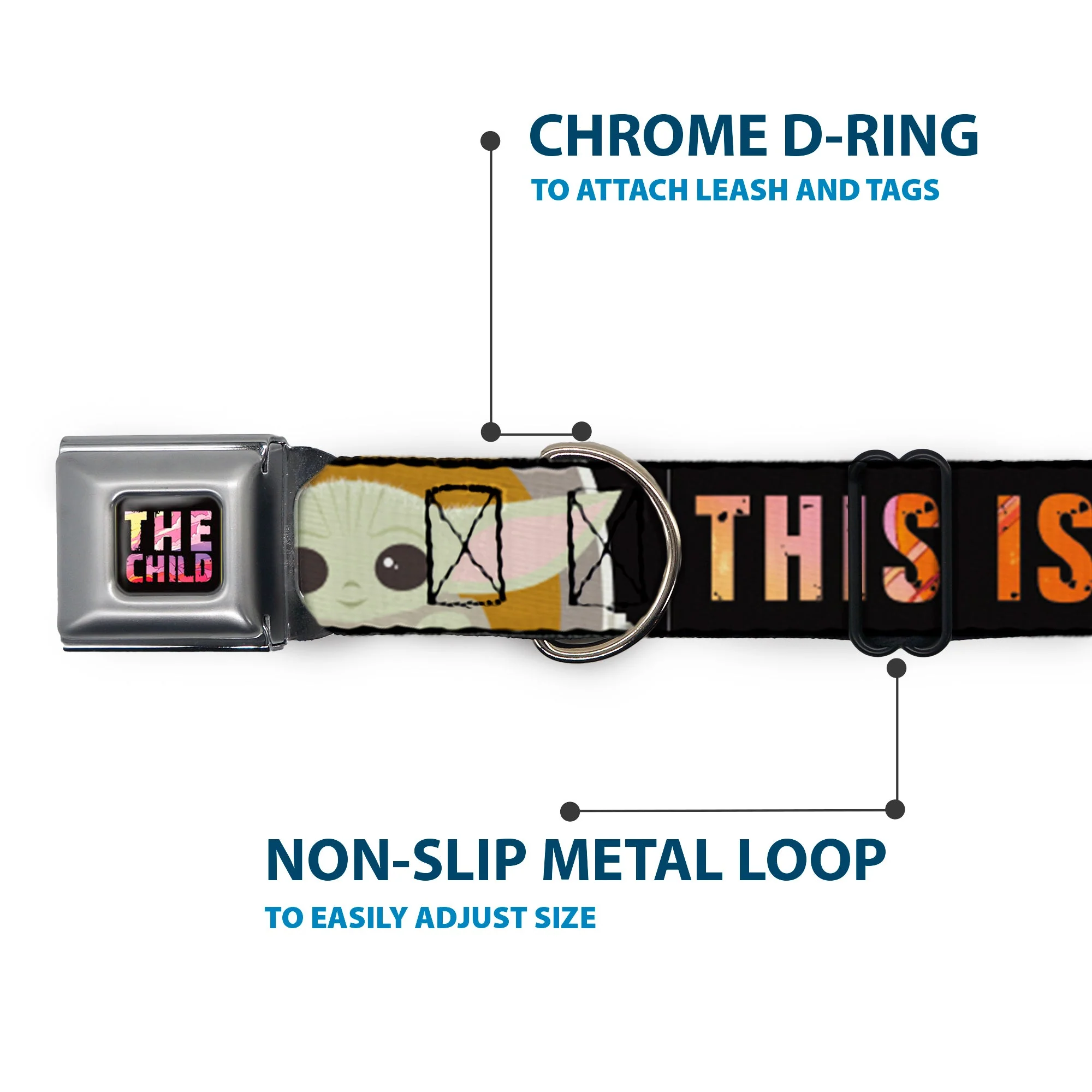 Star Wars THE CHILD Text Full Color Full Color Black/Multi Color Seatbelt Buckle Collar - Star Wars The Child Chibi Pod Pose THIS IS THE WAY Black/Multi Color - Image 5