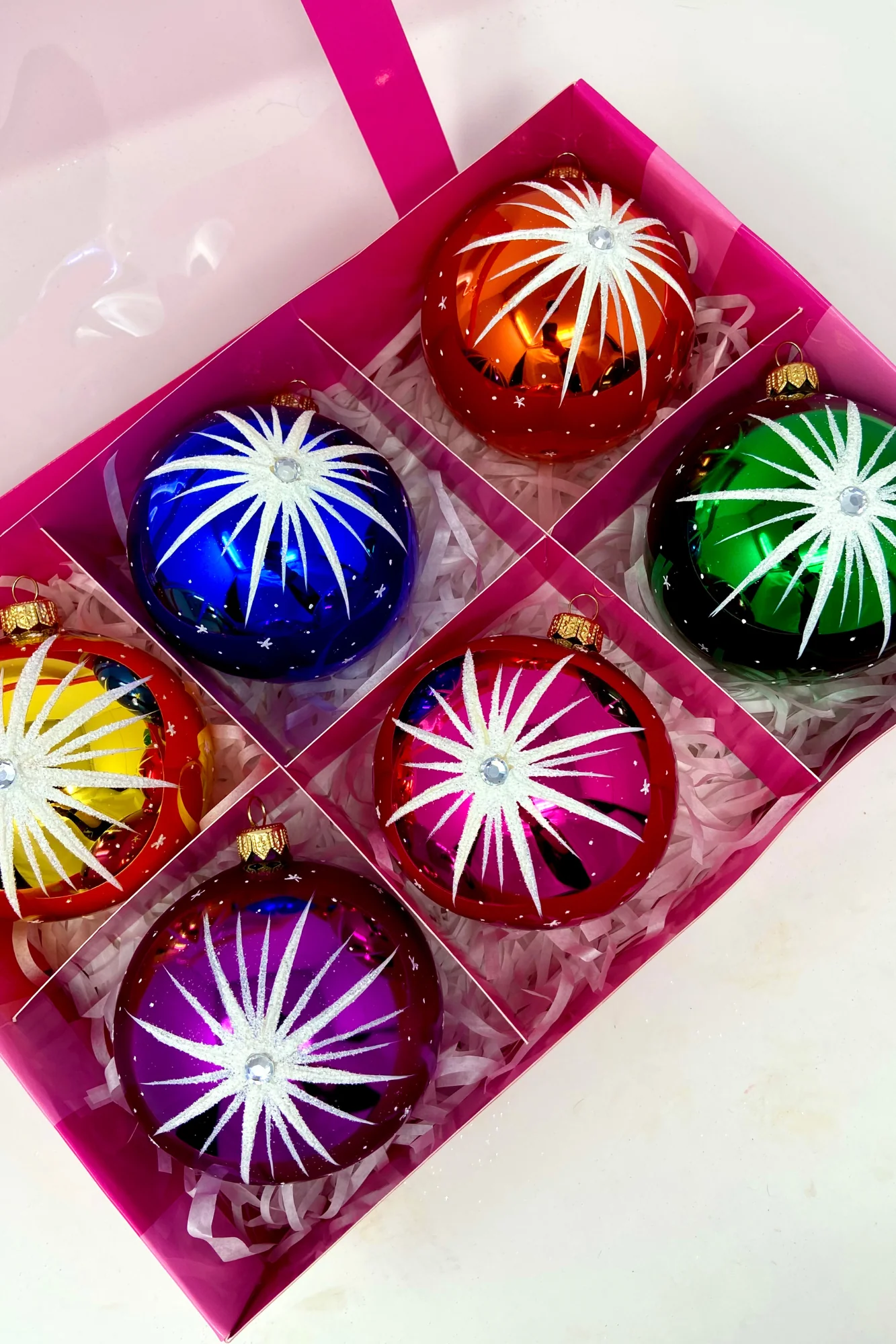 Starlet Glass Christmas Ornaments ; Set of 6 - Image 2
