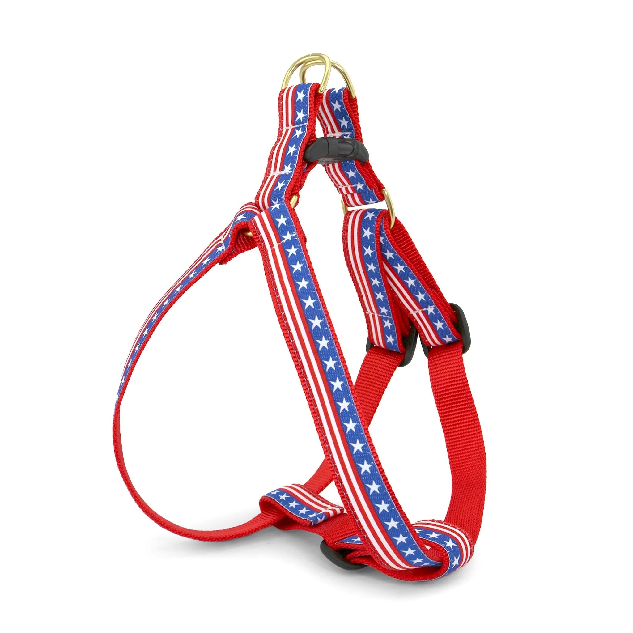 Up Country Stars and Stripes Dog Cast Brass Dog Harness