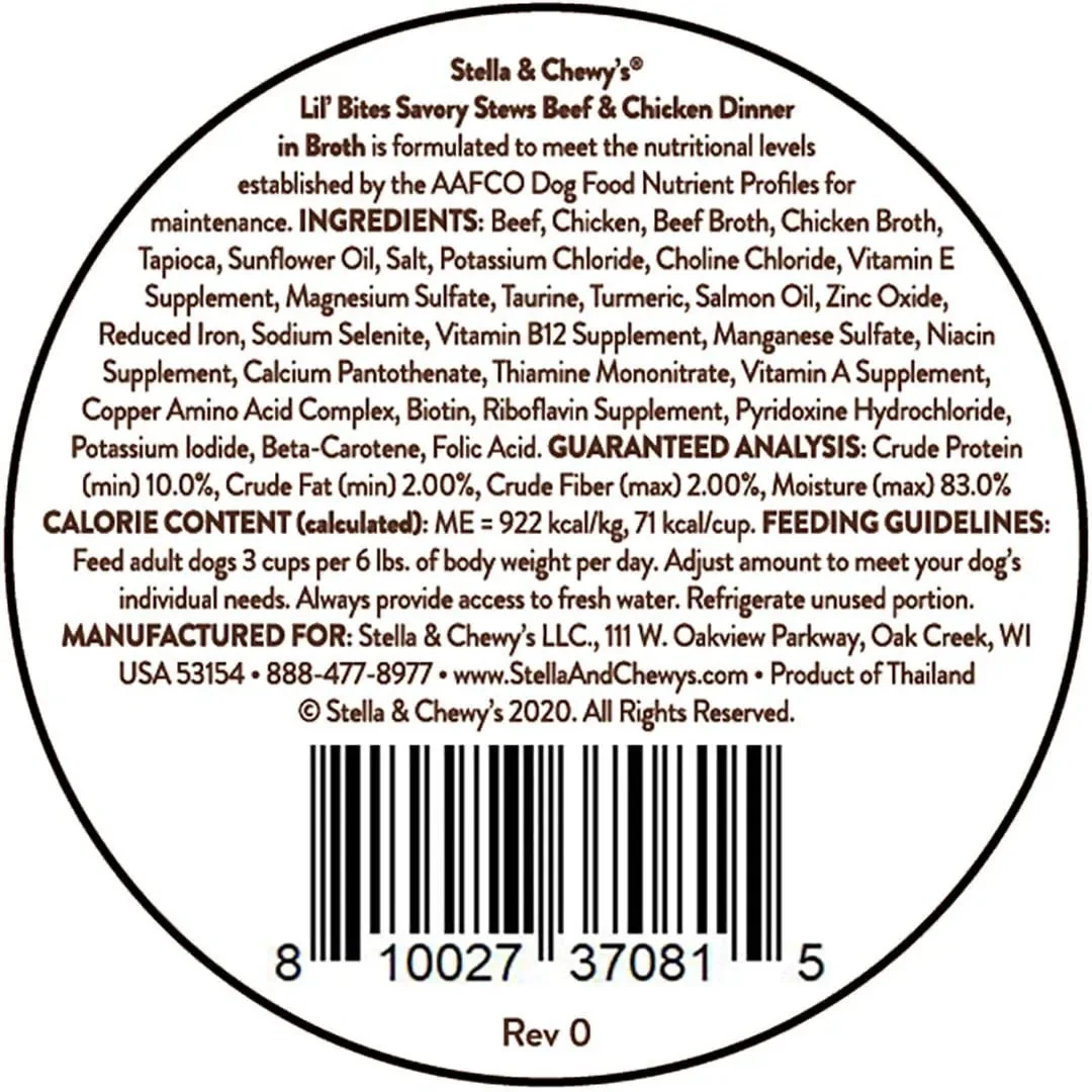 Stella & Chewy’s Lil Bites Stew Beef & Chicken Dog Food (2.7oz) - Image 2