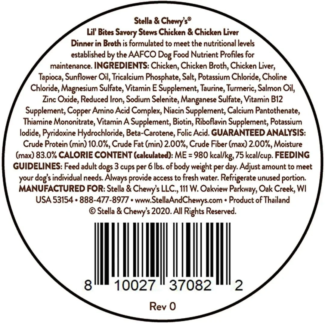 Stella & Chewy’s Lil Bites Stew Chicken & Chicken Liver Dog Food (2.7oz) - Image 2