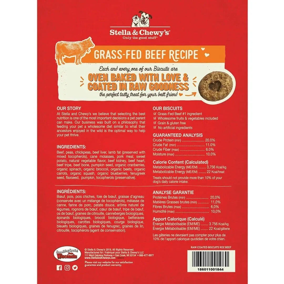 Stella & Chewys Raw Coated Biscuit Beef Dog Treats (9oz) - Image 2