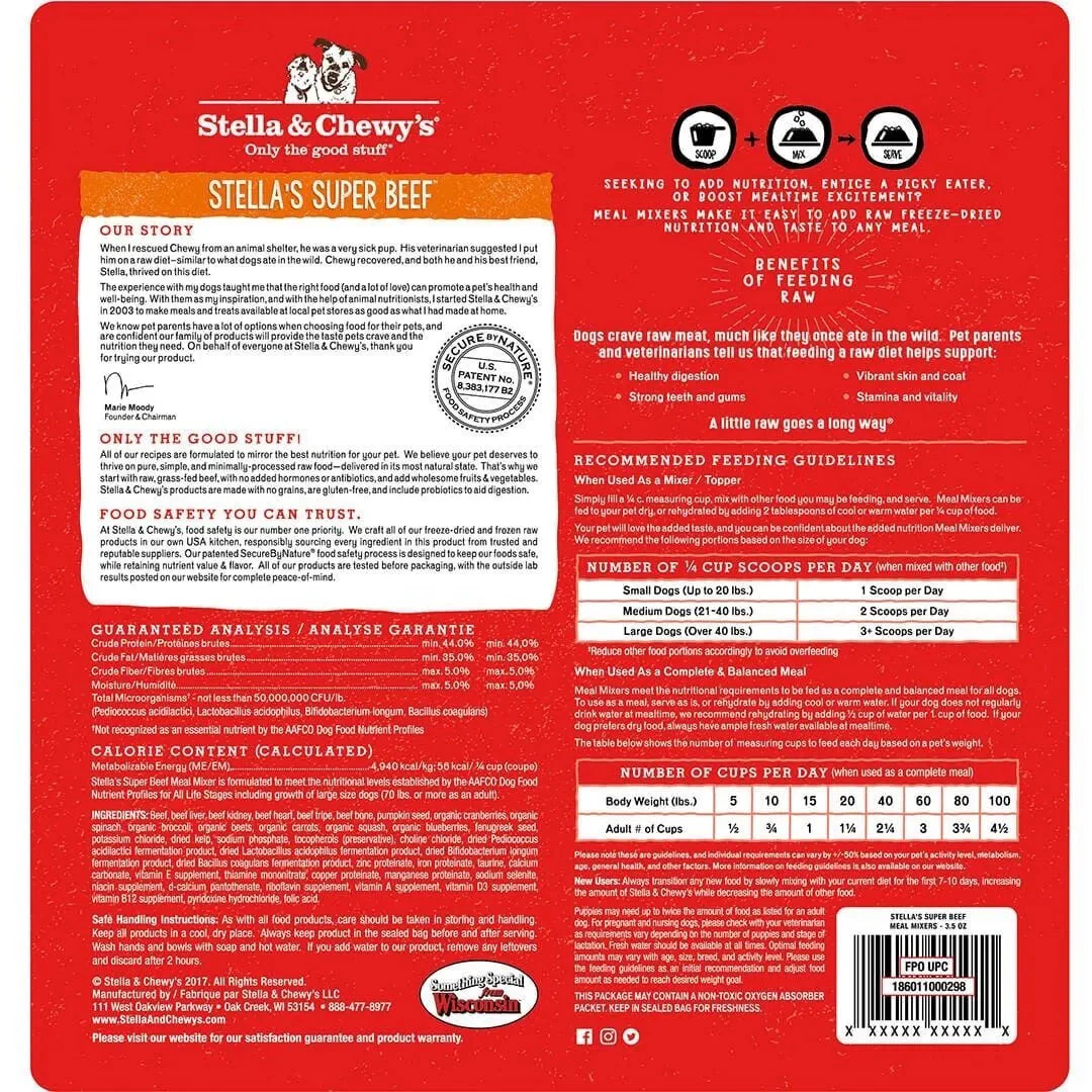 Stella & Chewys Freeze Dried Meal Mixers Beef Dog Food (3.5oz) - Image 2