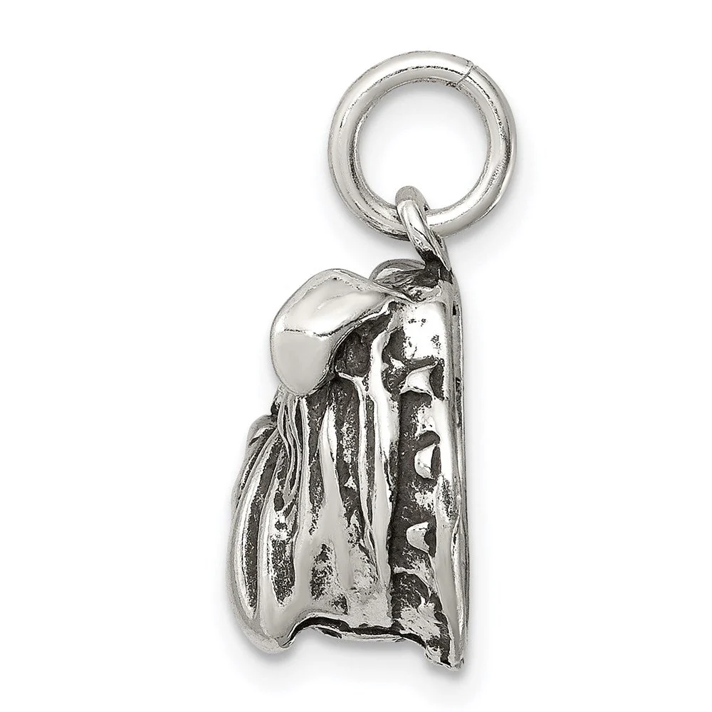 Sterling Silver 12mm Antiqued Bulldog Head Charm or Pendant - Image 2