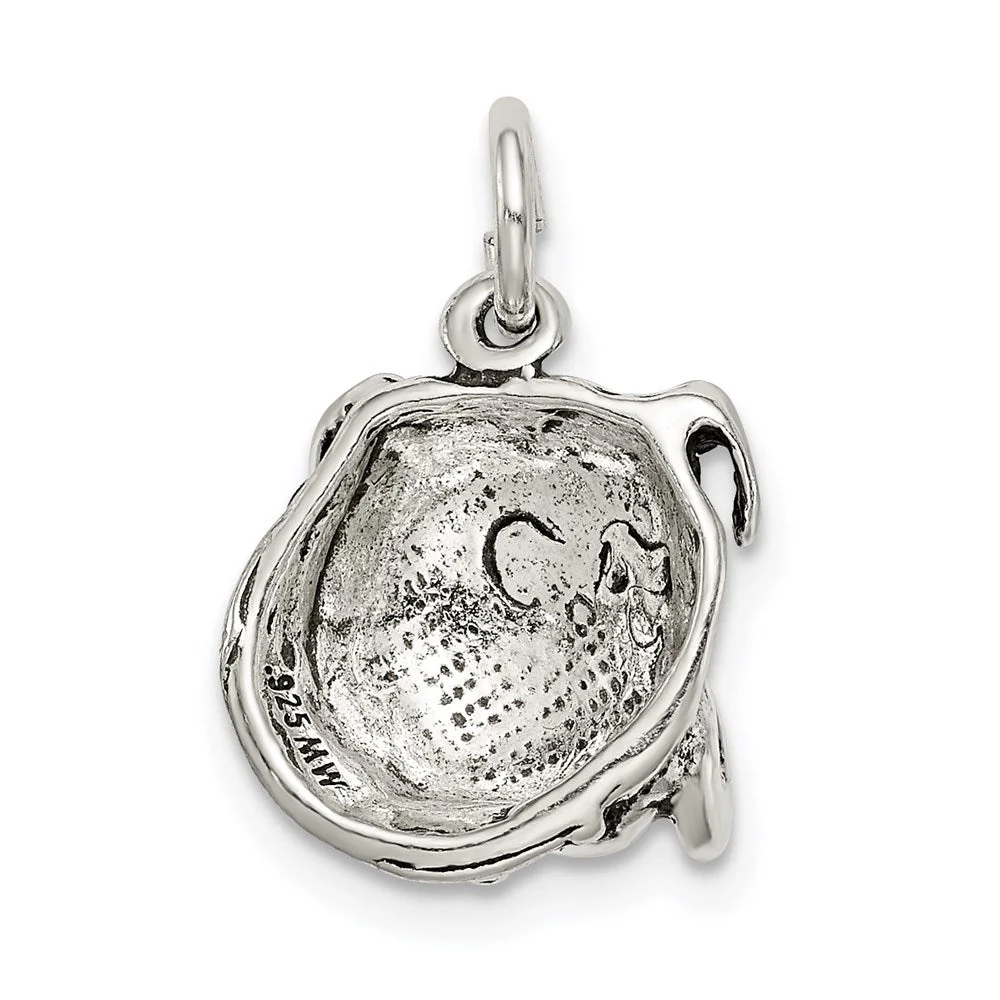 Sterling Silver 12mm Antiqued Bulldog Head Charm or Pendant - Image 3
