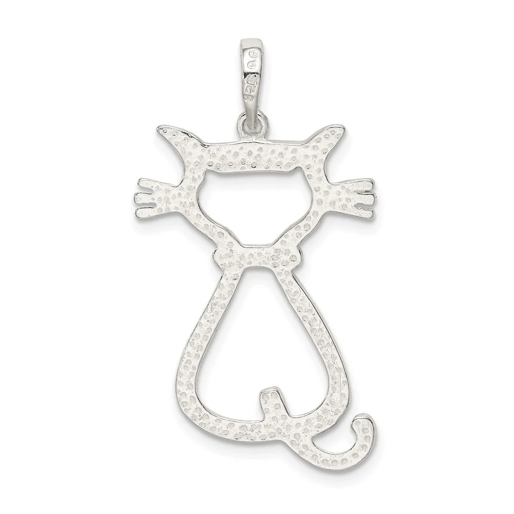 Sterling Silver 25mm Polished Cat Silhouette Pendant - Image 3