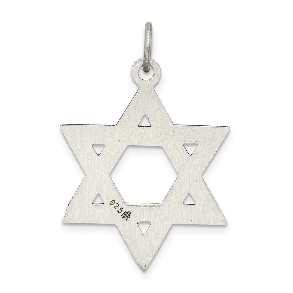 Sterling Silver Antiqued Star of David Pendant, 22 x 25mm (1 Inch) - Image 3