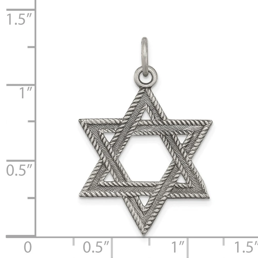 Sterling Silver Antiqued Star of David Pendant, 22 x 25mm (1 Inch) - Image 4