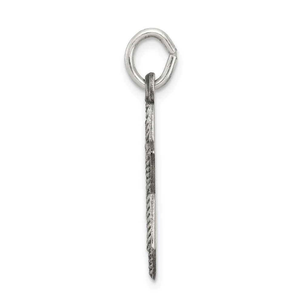 Sterling Silver Antiqued Textured Star of David Charm or Pendant - Image 2