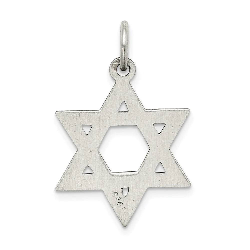 Sterling Silver Antiqued Textured Star of David Charm or Pendant - Image 3