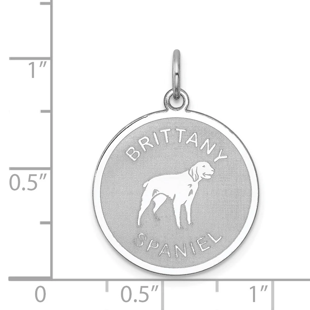 Sterling Silver Laser Etched Brittany Spaniel Dog Pendant, 19mm - Image 4