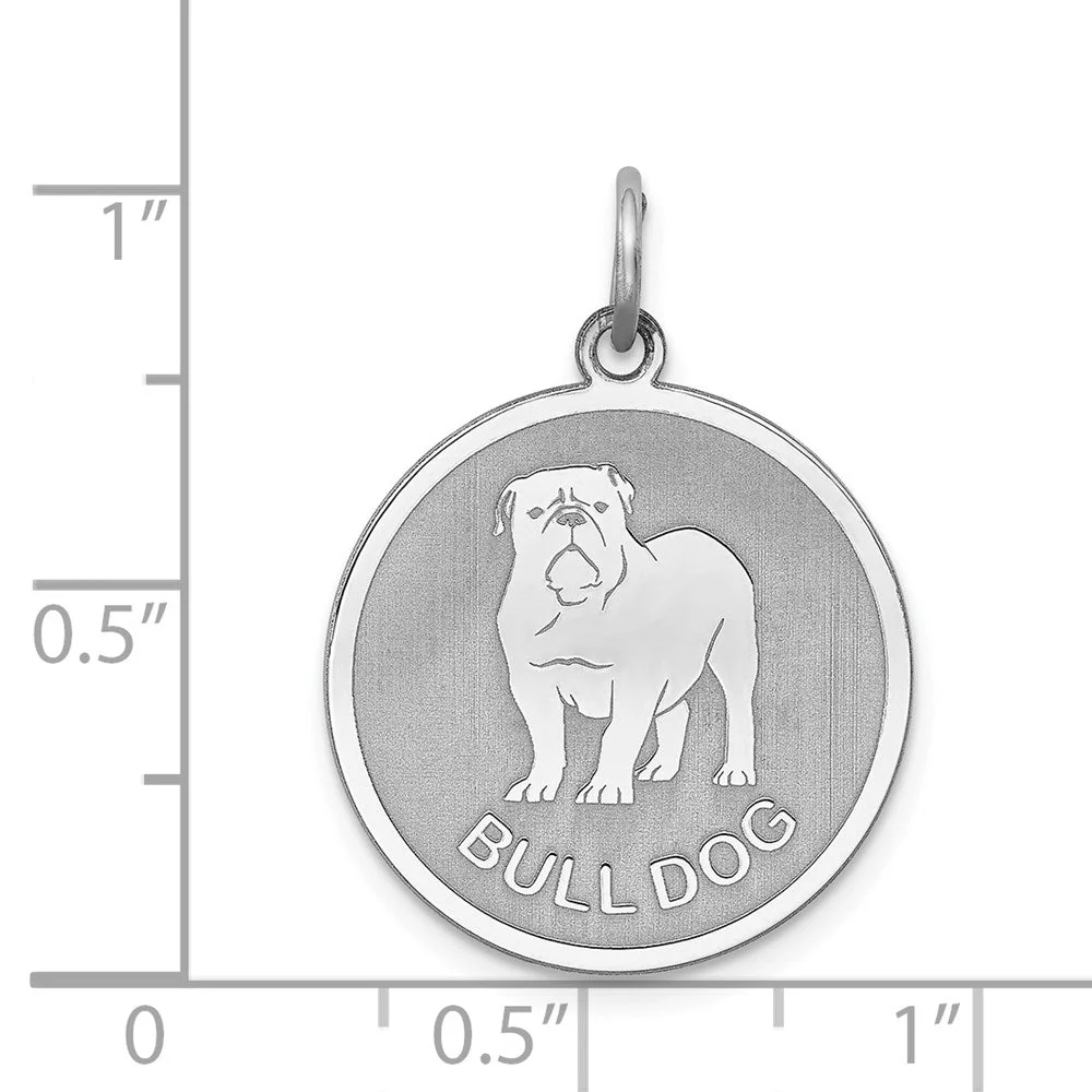 Sterling Silver Laser Etched Bulldog Dog Pendant, 19mm - Image 4