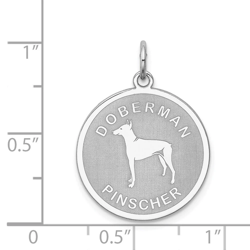 Sterling Silver Laser Etched Doberman Pinscher Dog Pendant, 19mm - Image 4