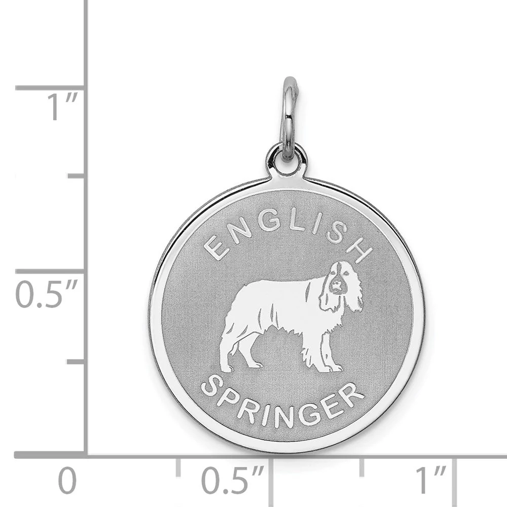 Sterling Silver Laser Etched English Springer Dog Pendant, 19mm - Image 4