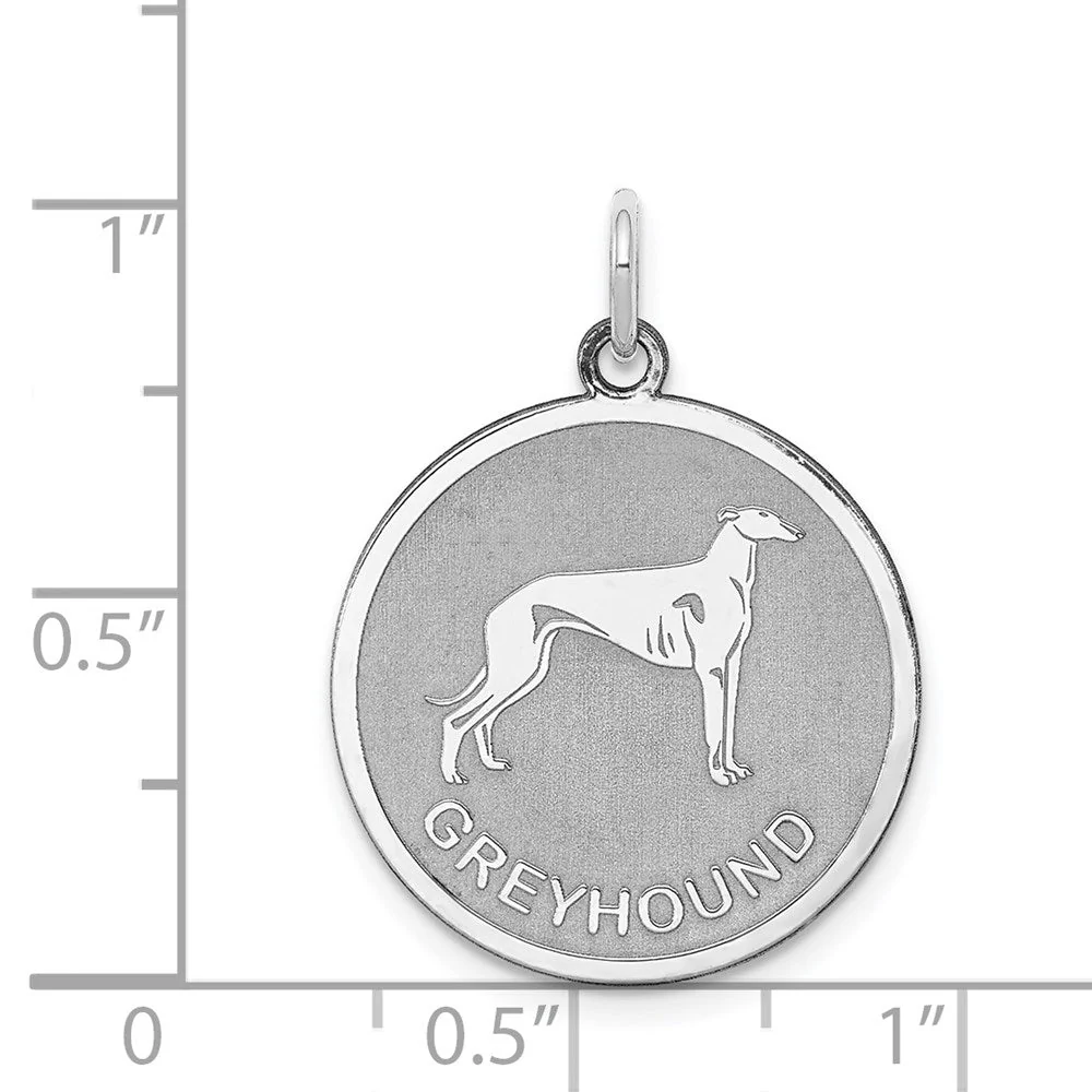 Sterling Silver Laser Etched Greyhound Dog Pendant, 19mm - Image 3