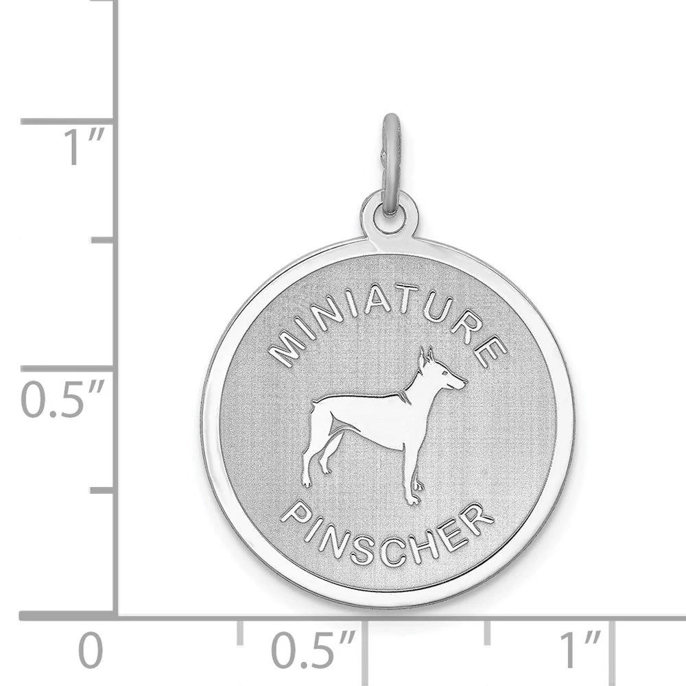 Sterling Silver Laser Etched Miniature Pinscher Dog Pendant, 19mm - Image 4
