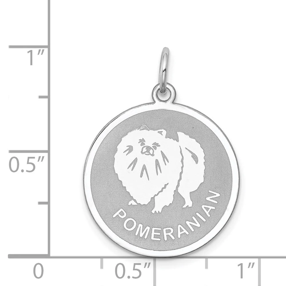 Sterling Silver Laser Etched Pomeranian Dog Pendant, 19mm - Image 4