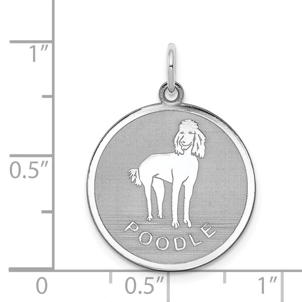 Sterling Silver Laser Etched Poodle Dog Pendant, 19mm - Image 4