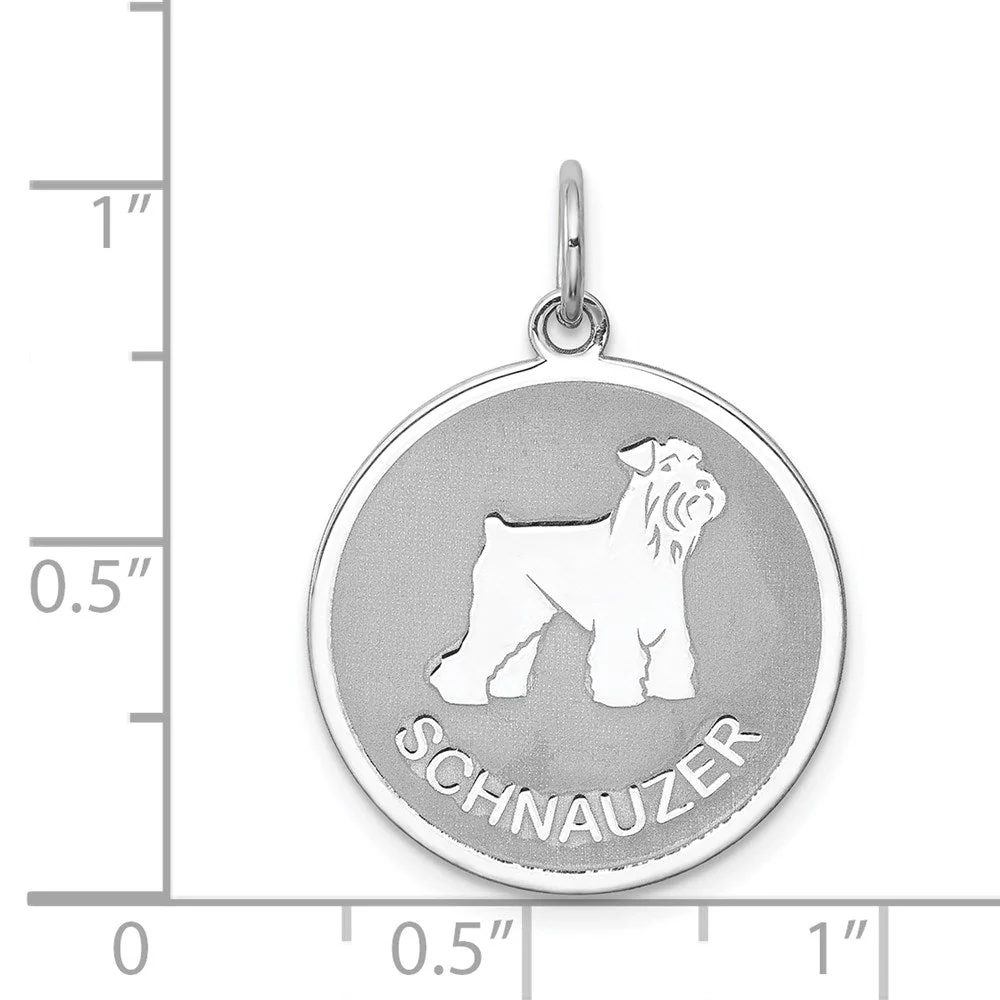 Sterling Silver Laser Etched Schnauzer Dog Pendant, 19mm - Image 4