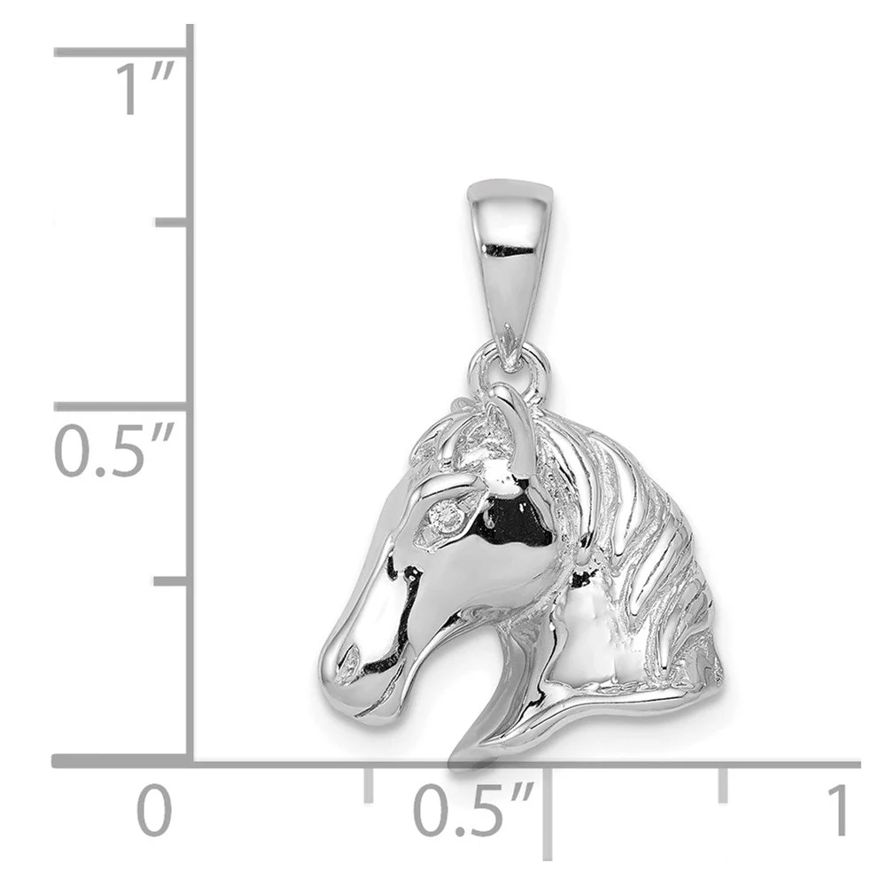 Sterling Silver Polished Horse Head Pendant - Image 4