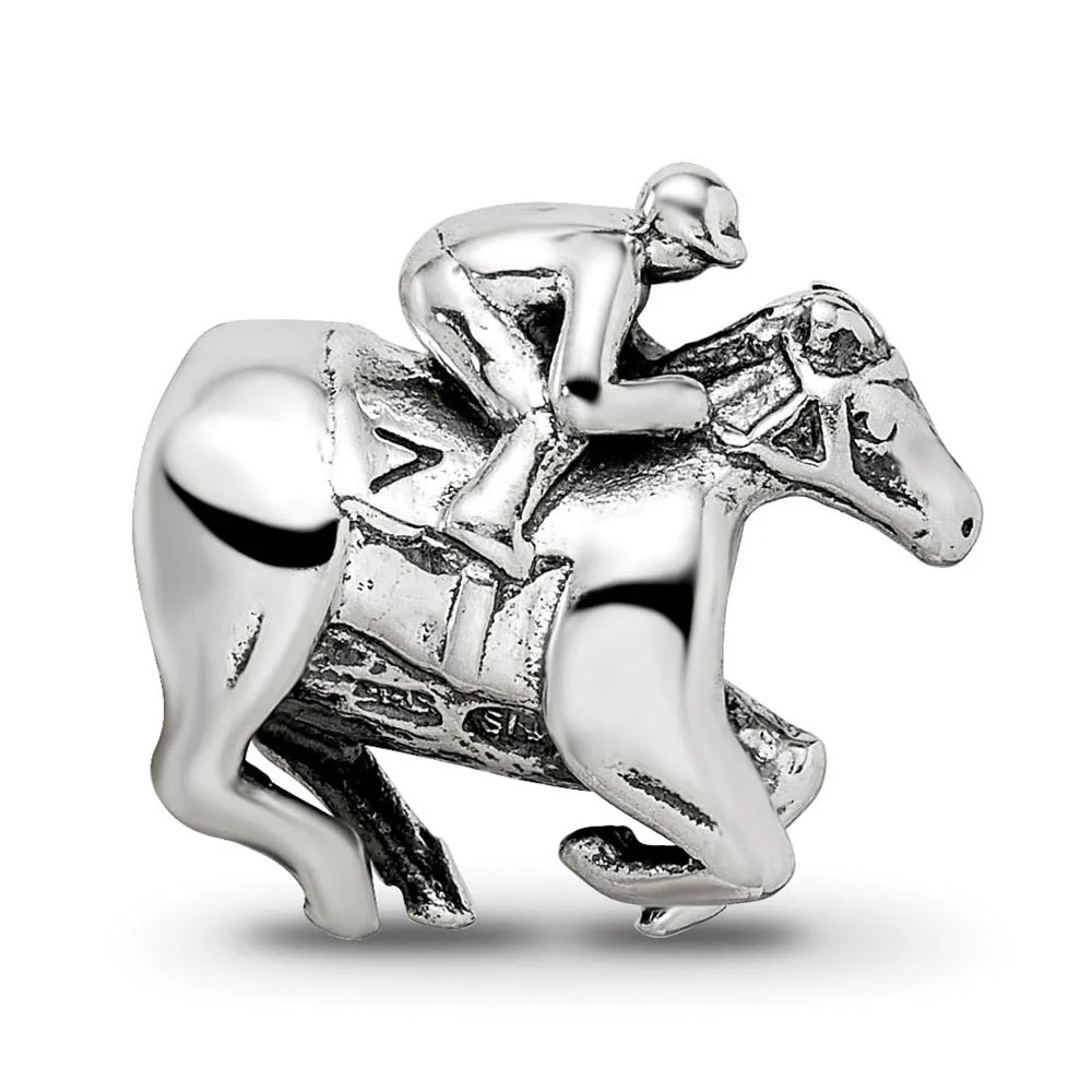 Sterling Silver Race Horse Bead Charm - Image 4
