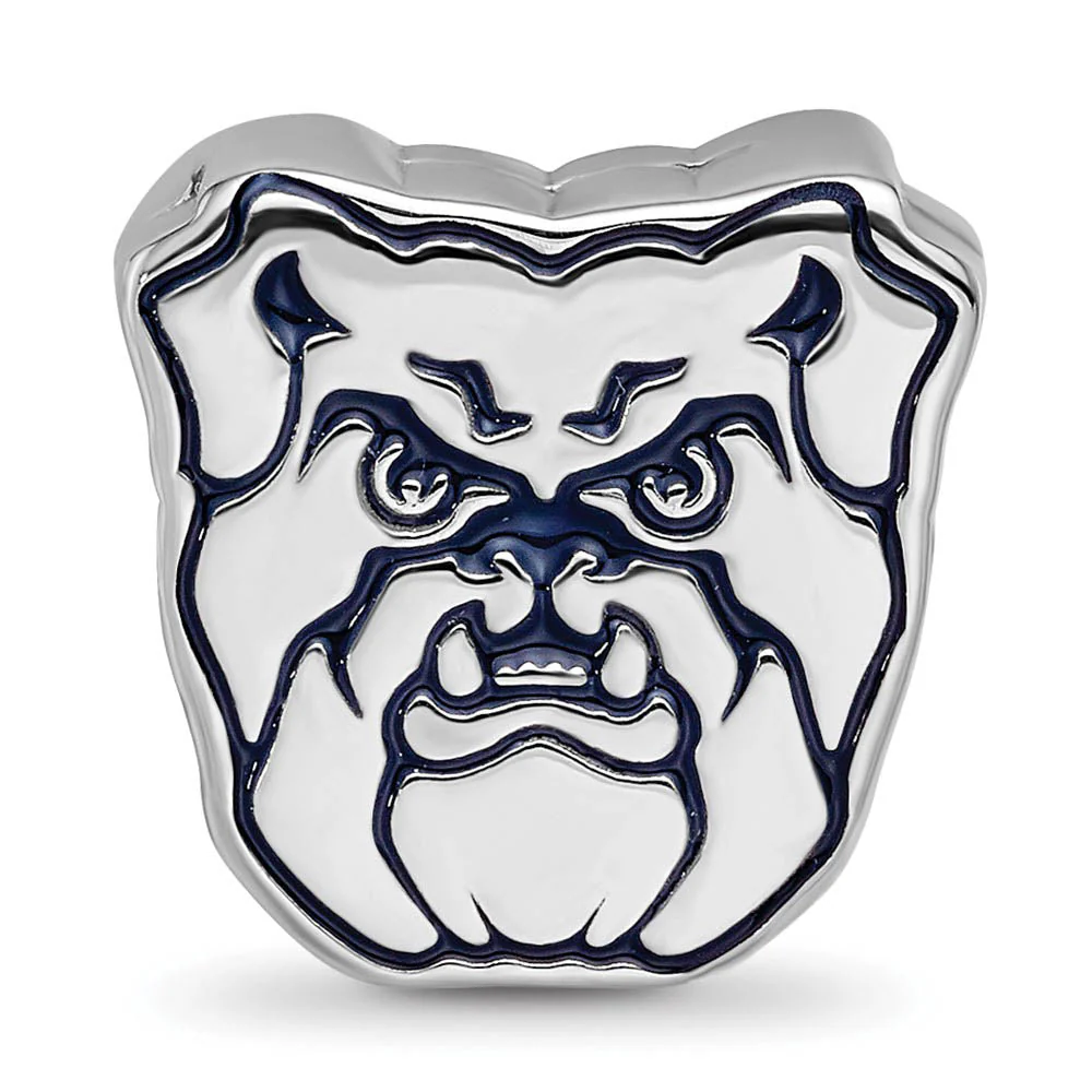 Sterling Silver Rhodium Plated Enamel Butler Univ. Bulldog Bead Charm - Image 2