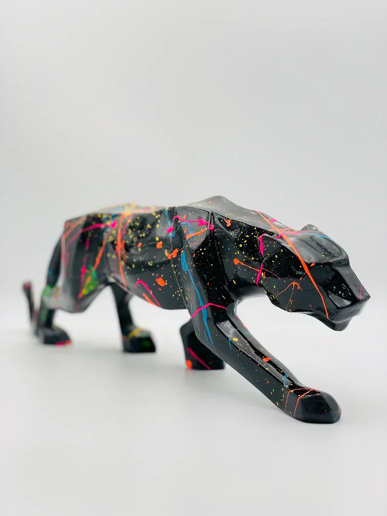 Street Art Cubic Panther Statue - Image 4