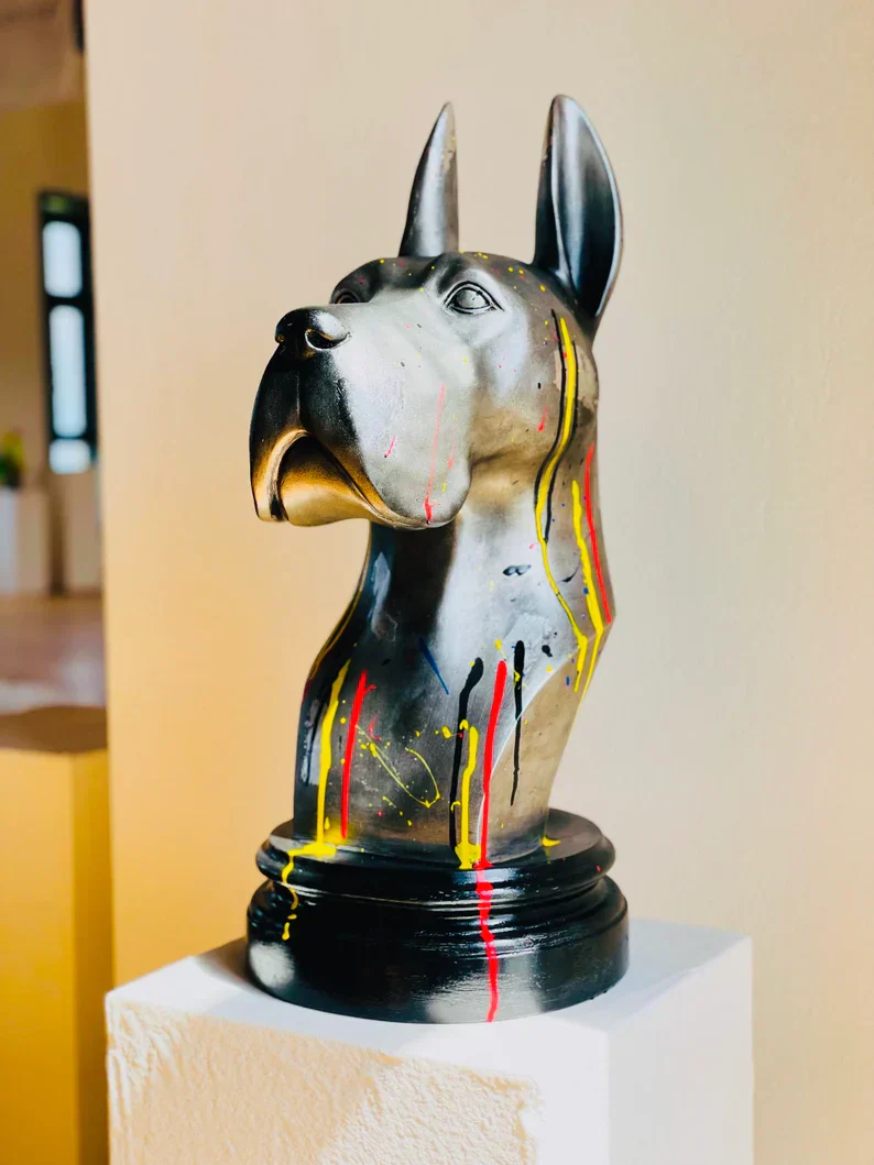 Street Art Silver Great Dane Statue - Image 2