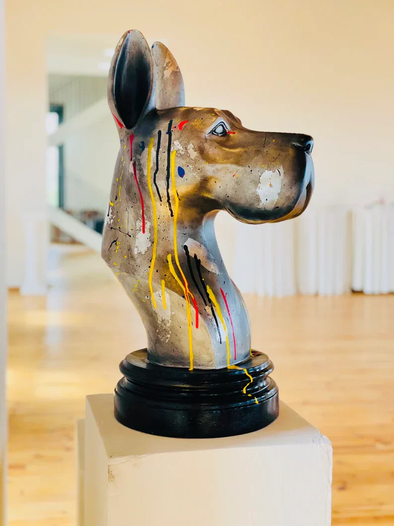 Street Art Silver Great Dane Statue - Image 3