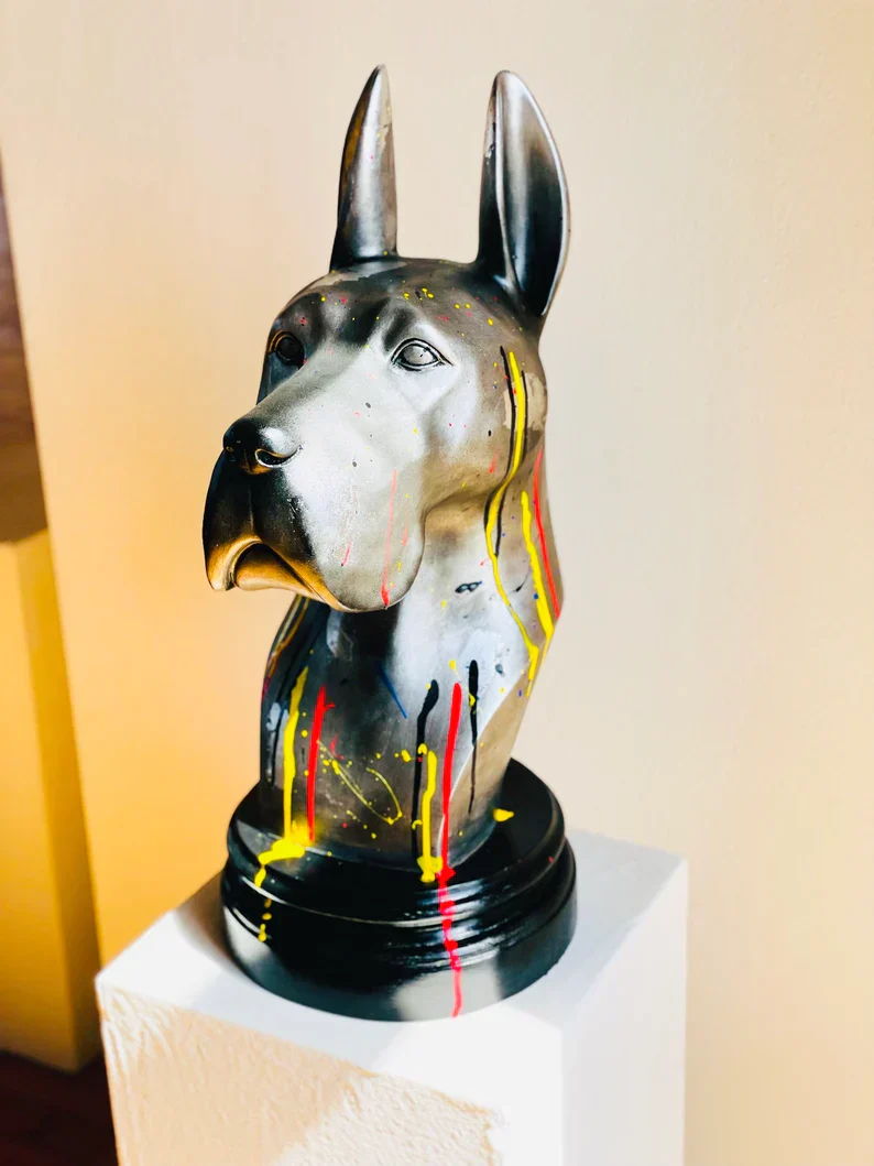 Street Art Silver Great Dane Statue - Image 4