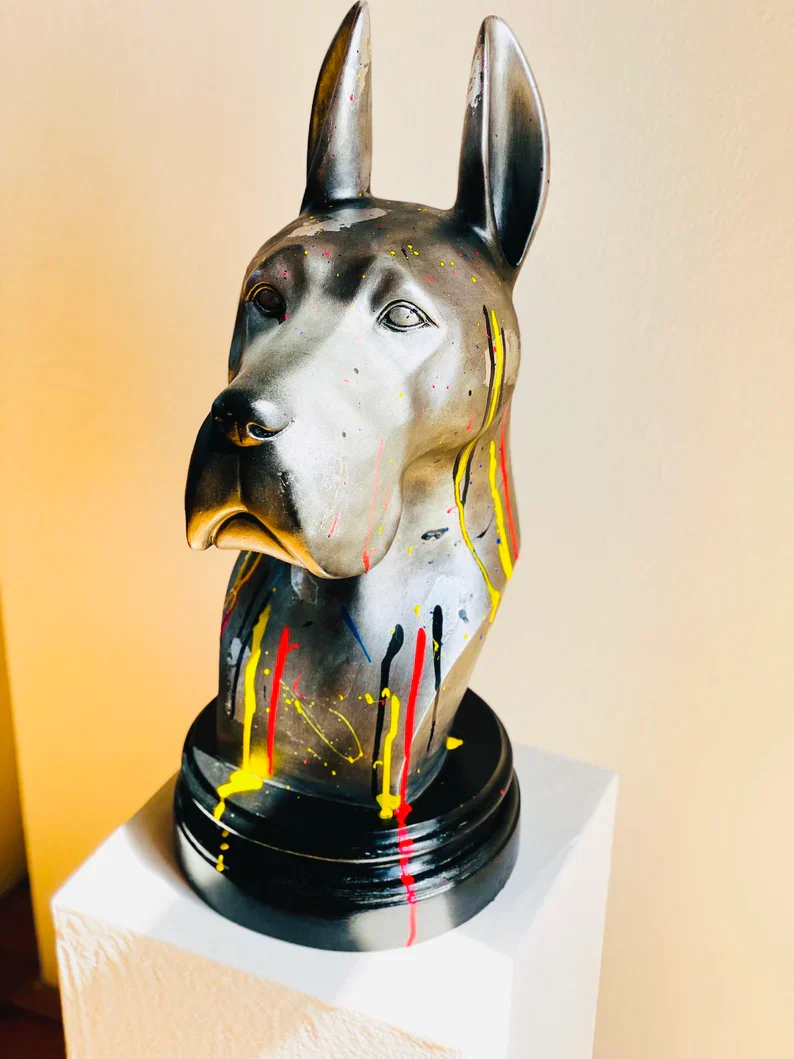 Street Art Silver Great Dane Statue - Image 6