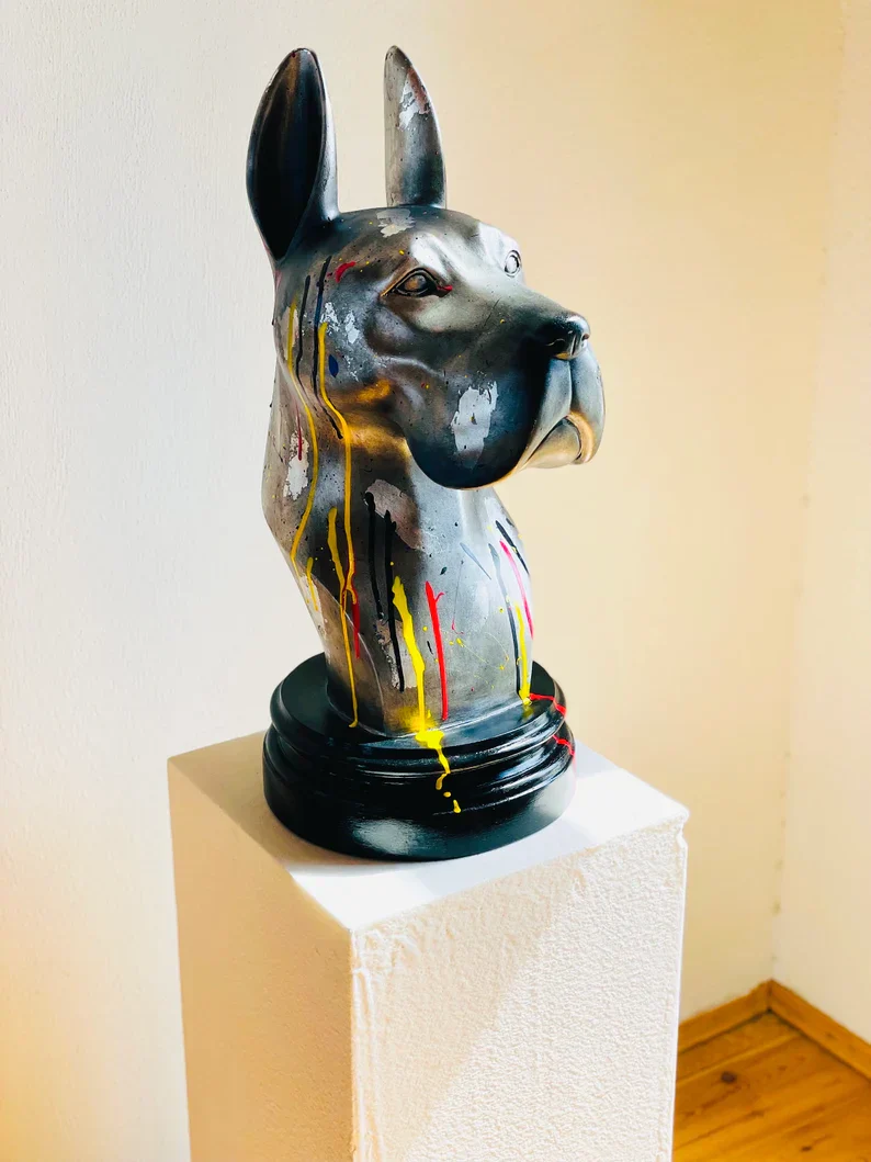 Street Art Silver Great Dane Statue - Image 7