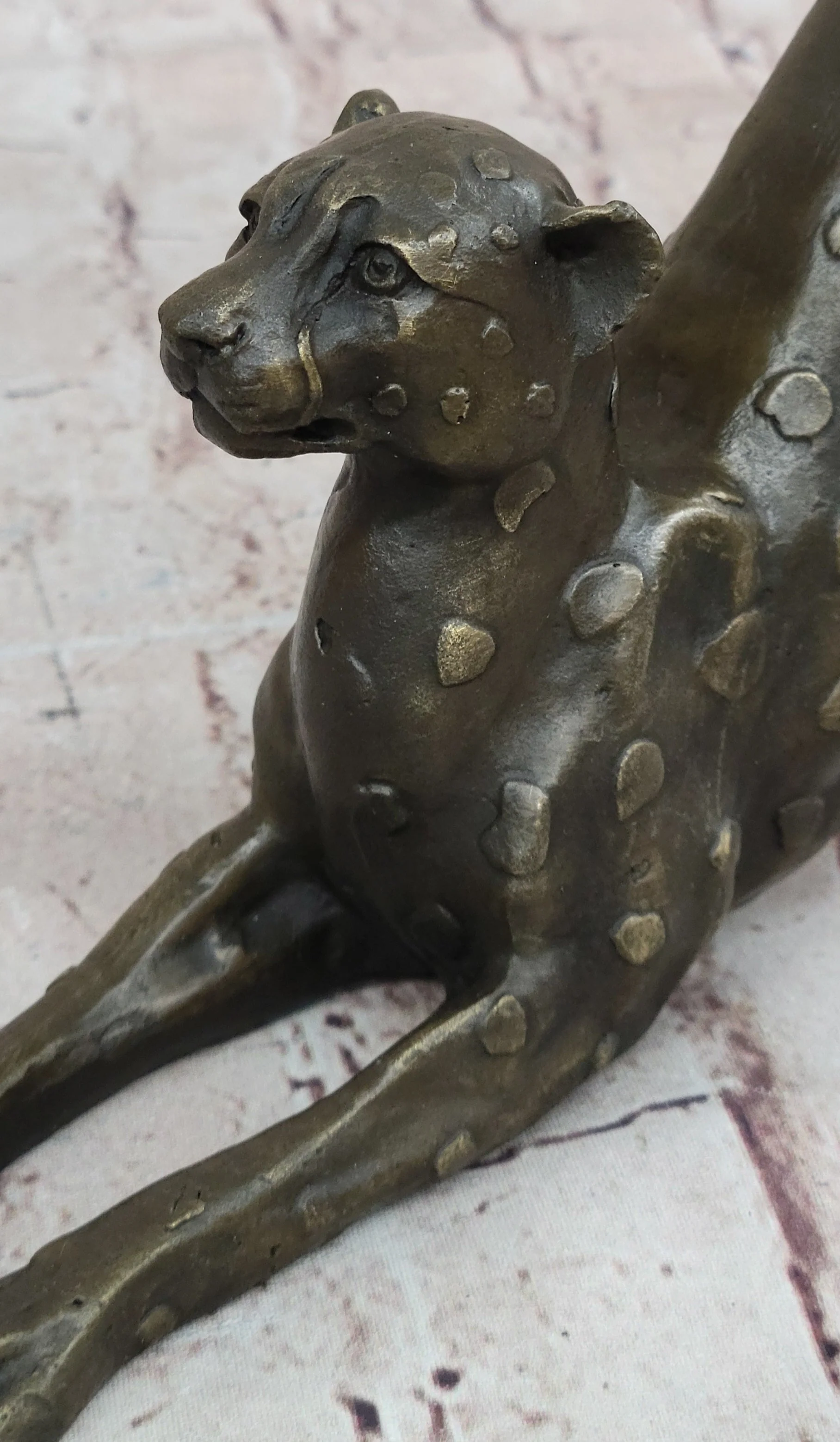 Stretching Cheetah Big Cat Bronze Figurine Figure Sculpture Signed Original 5" x 10" - Image 6