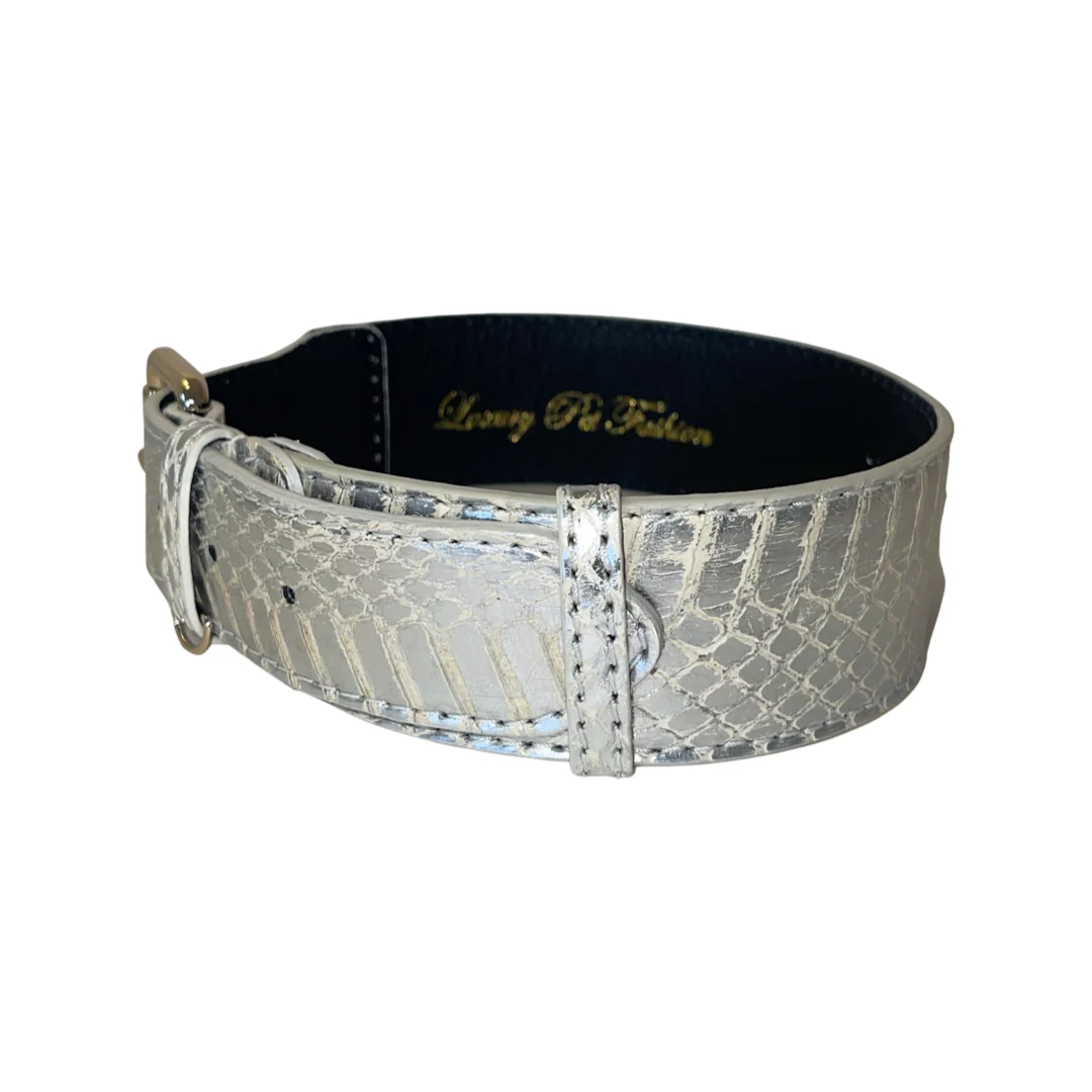 Stunning Silver Snake Classic Collar With Gold Classic Hardware - Image 3