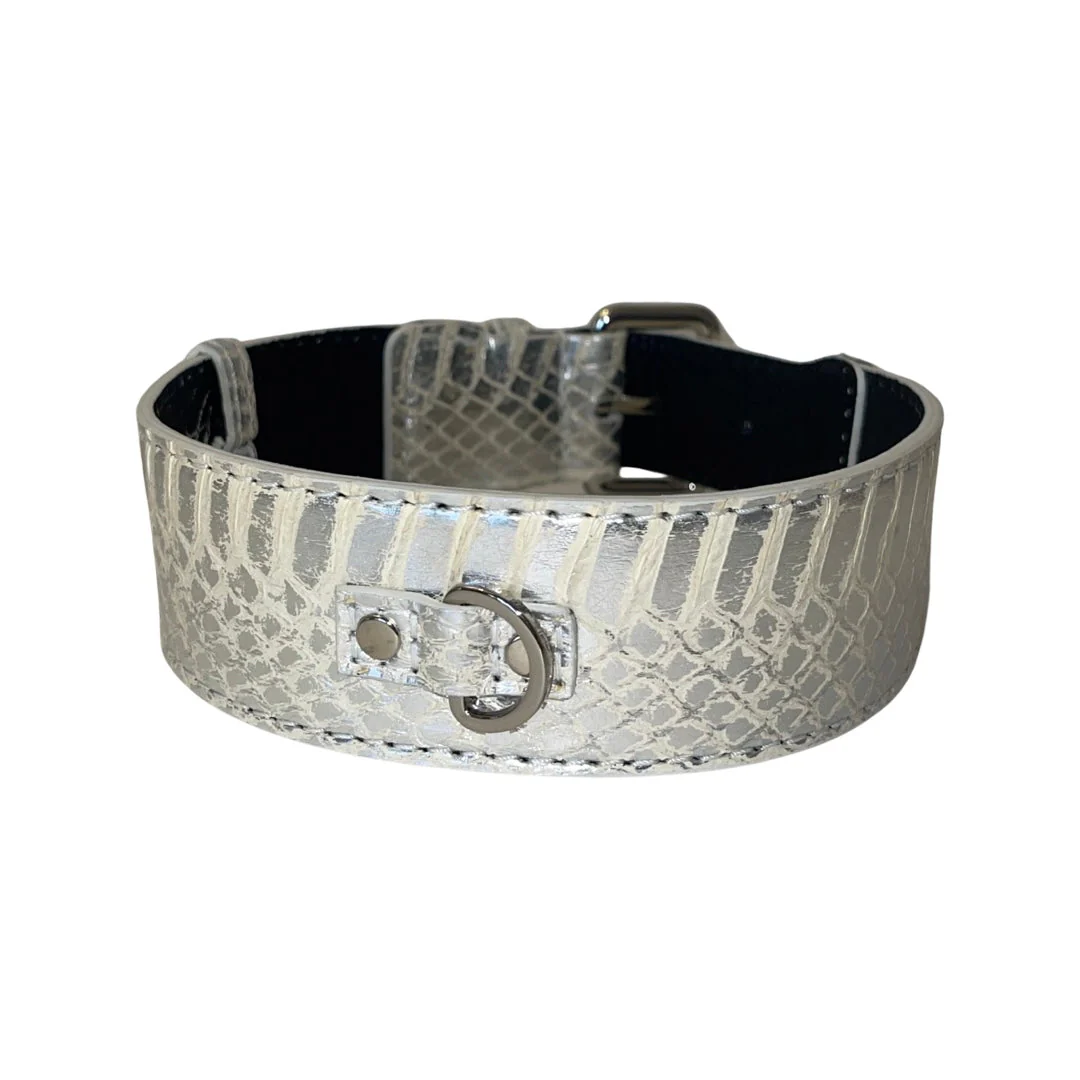 Stunning Silver Snake Classic Collar With Silver Classic Hardware - Image 4