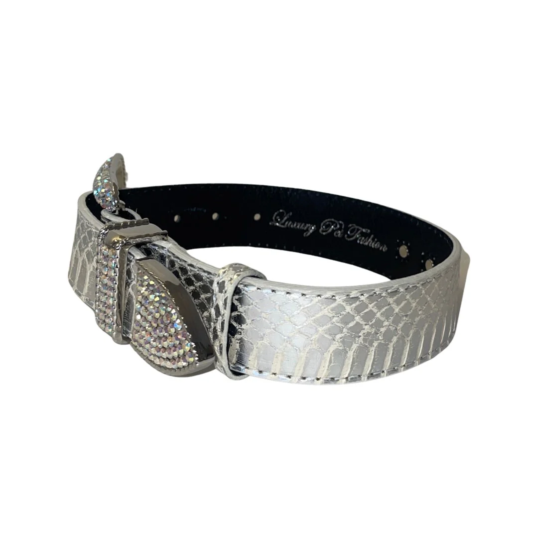 Stunning Silver Snake/Swarovski Crystal Hardware Collar - Image 3