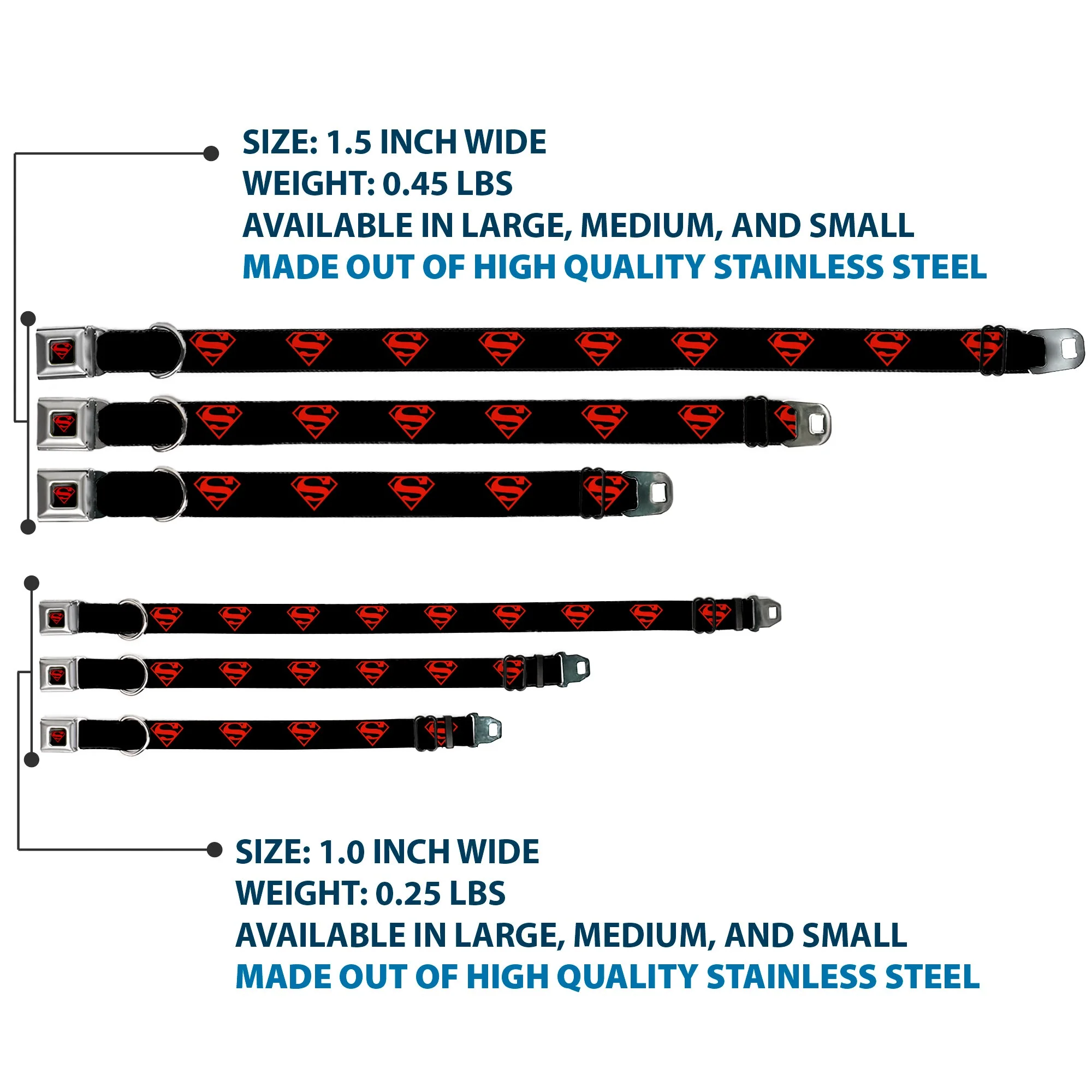 Superboy Shield Black/Red Seatbelt Buckle Collar - Superboy Shield Black/Red - Image 3