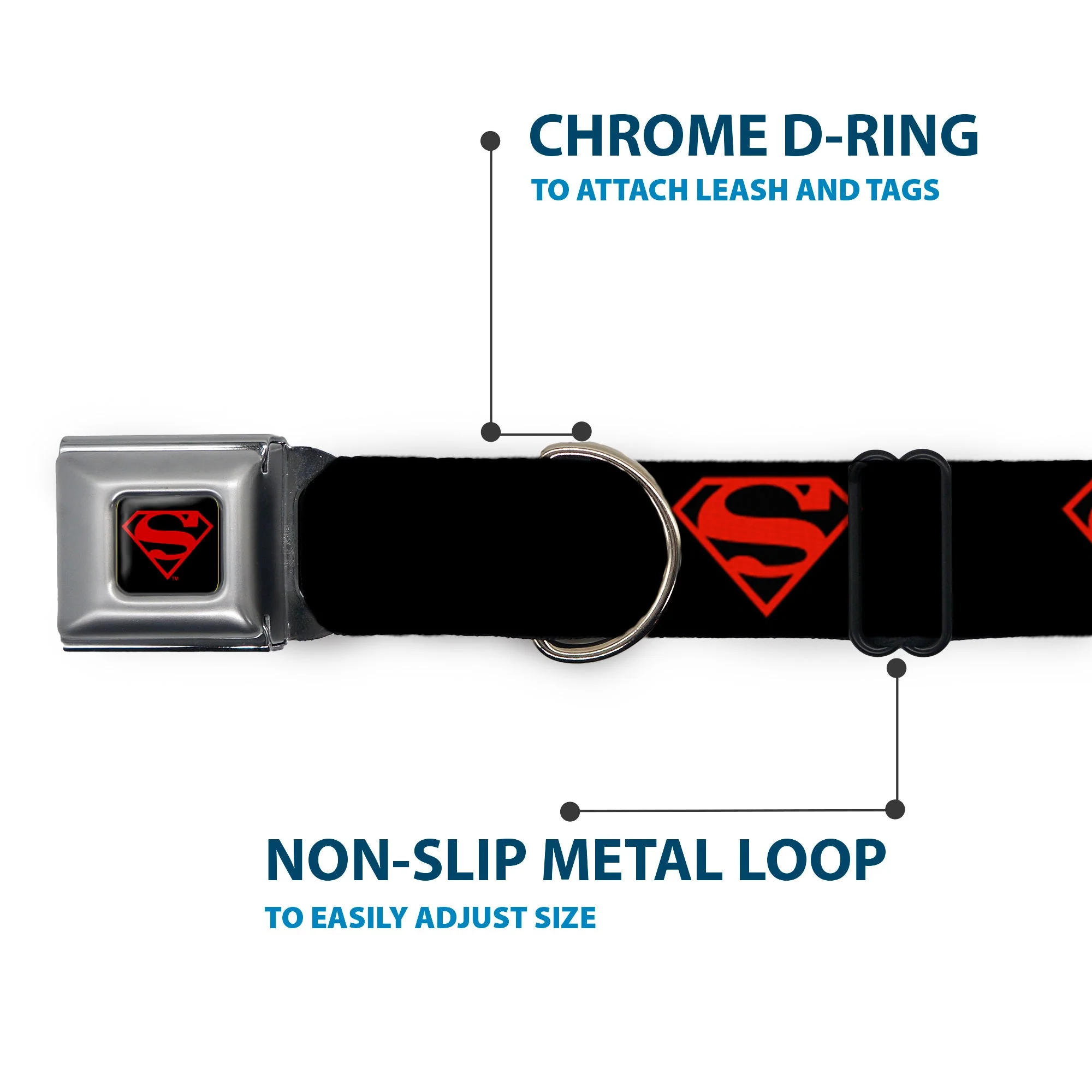 Superboy Shield Black/Red Seatbelt Buckle Collar - Superboy Shield Black/Red - Image 5