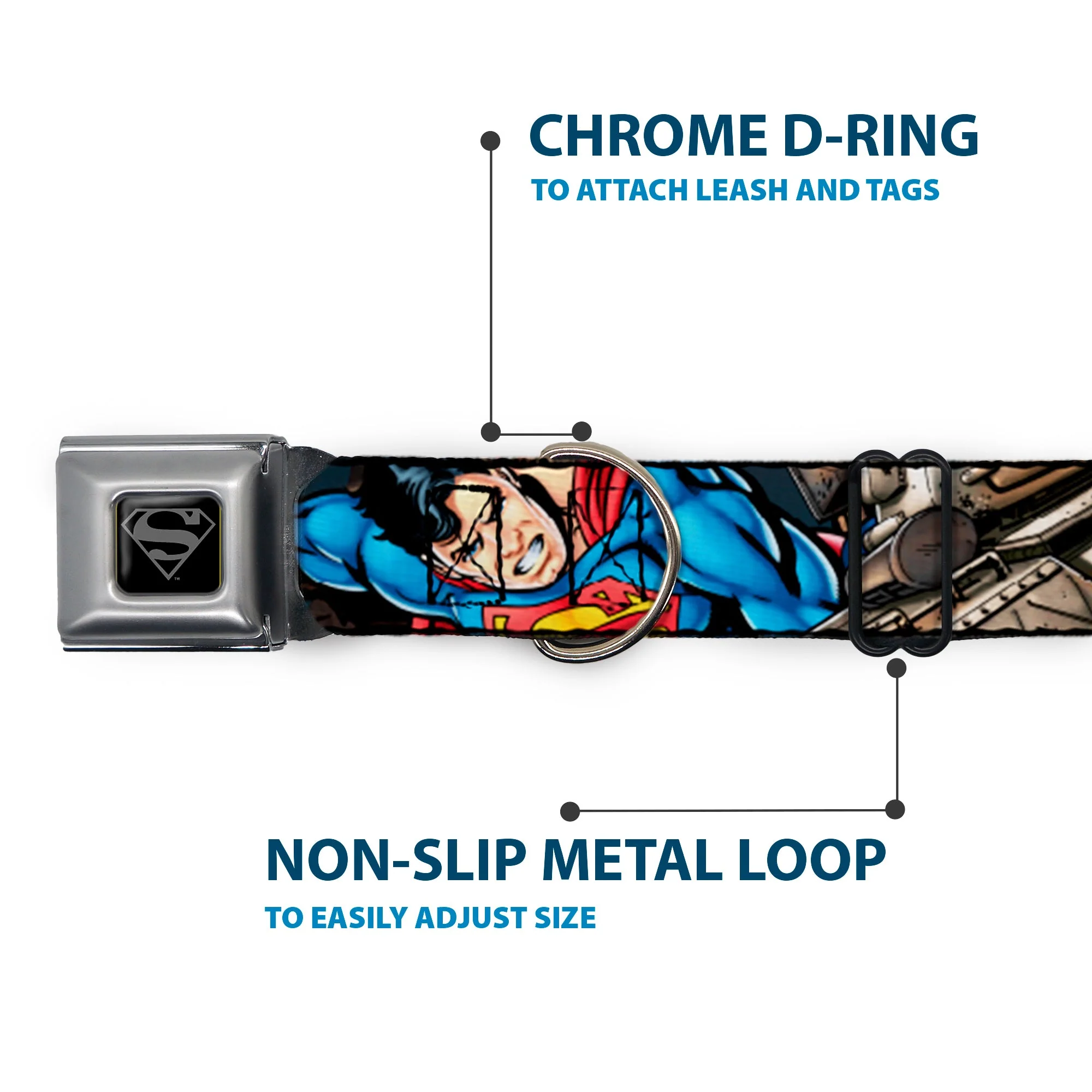 Superman Black/Silver Seatbelt Buckle Collar - Superman Metropolis Face-Off - Image 5