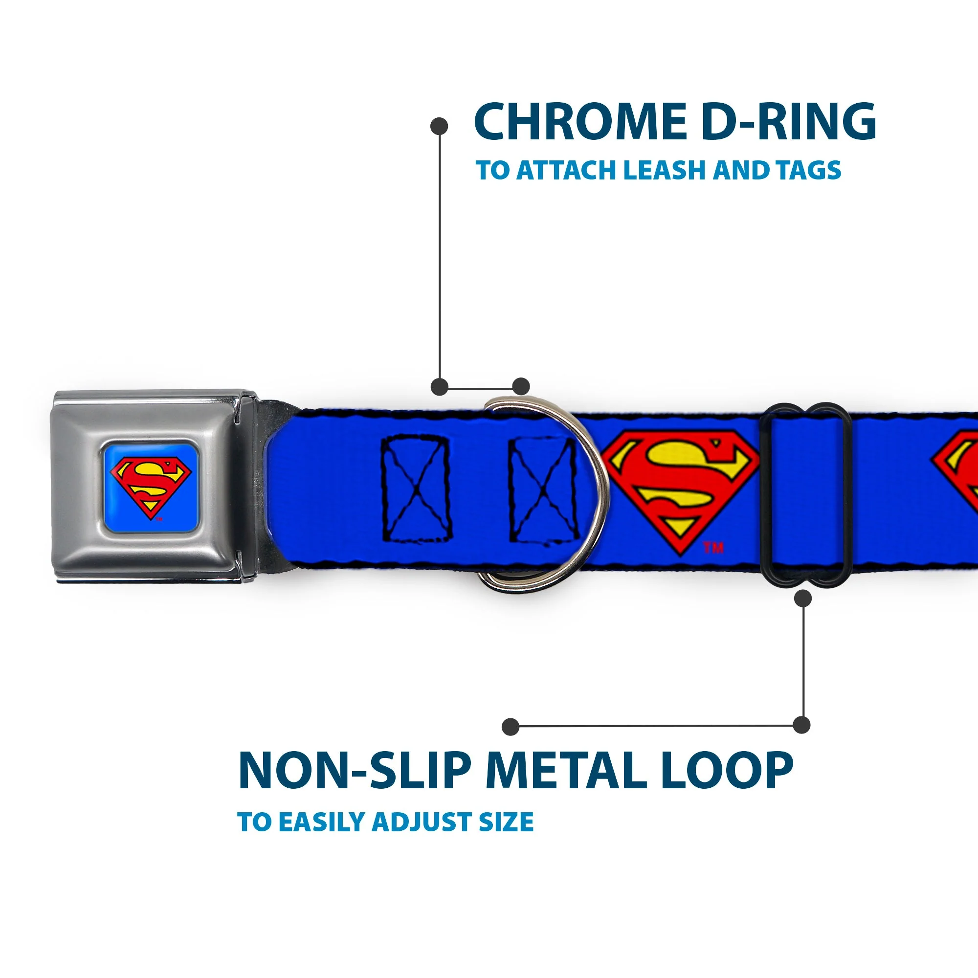 Superman Full Color Blue Seatbelt Buckle Collar - Superman Shield Blue - Image 5