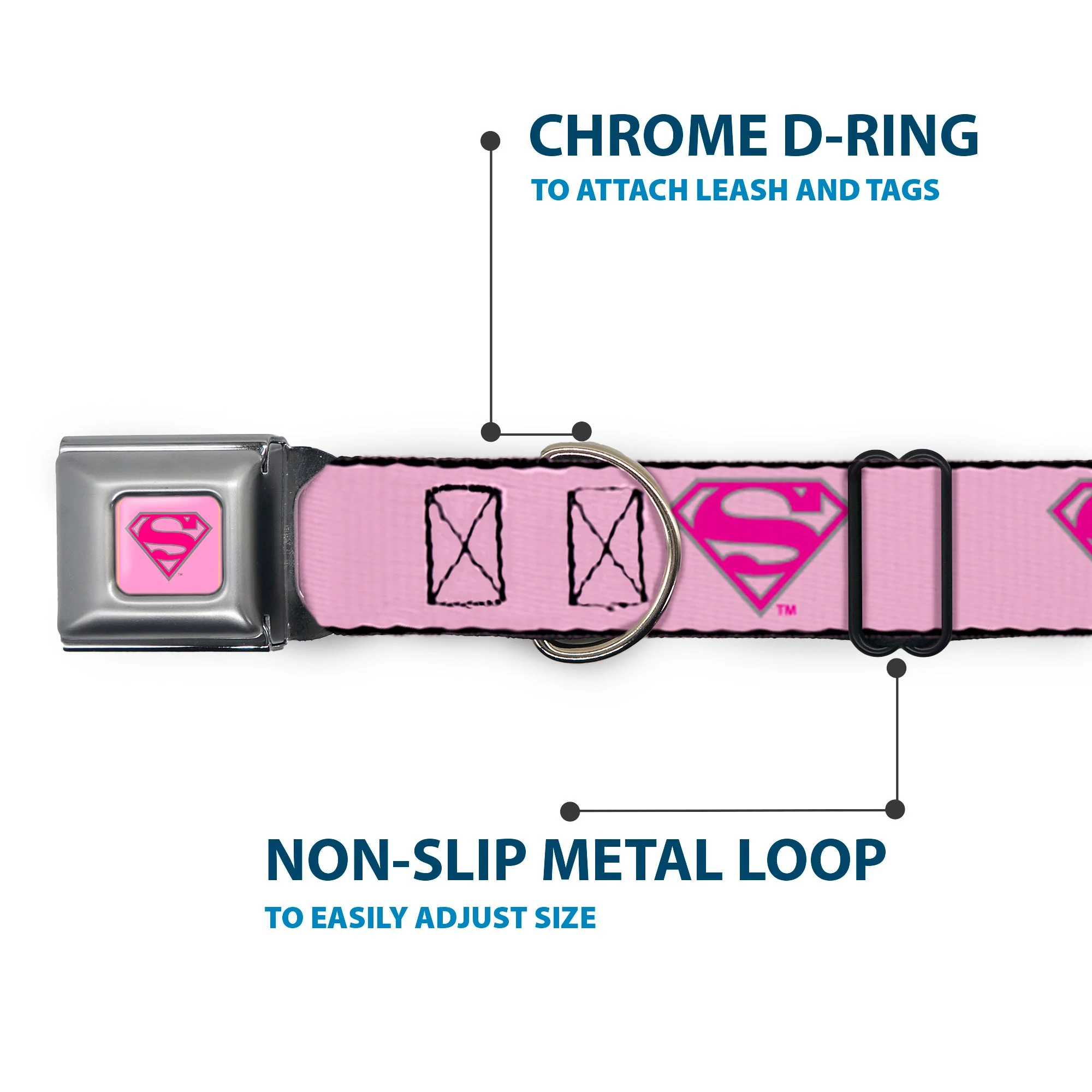 Superman Full Color Pink Seatbelt Buckle Collar - Superman Shield Pink - Image 5