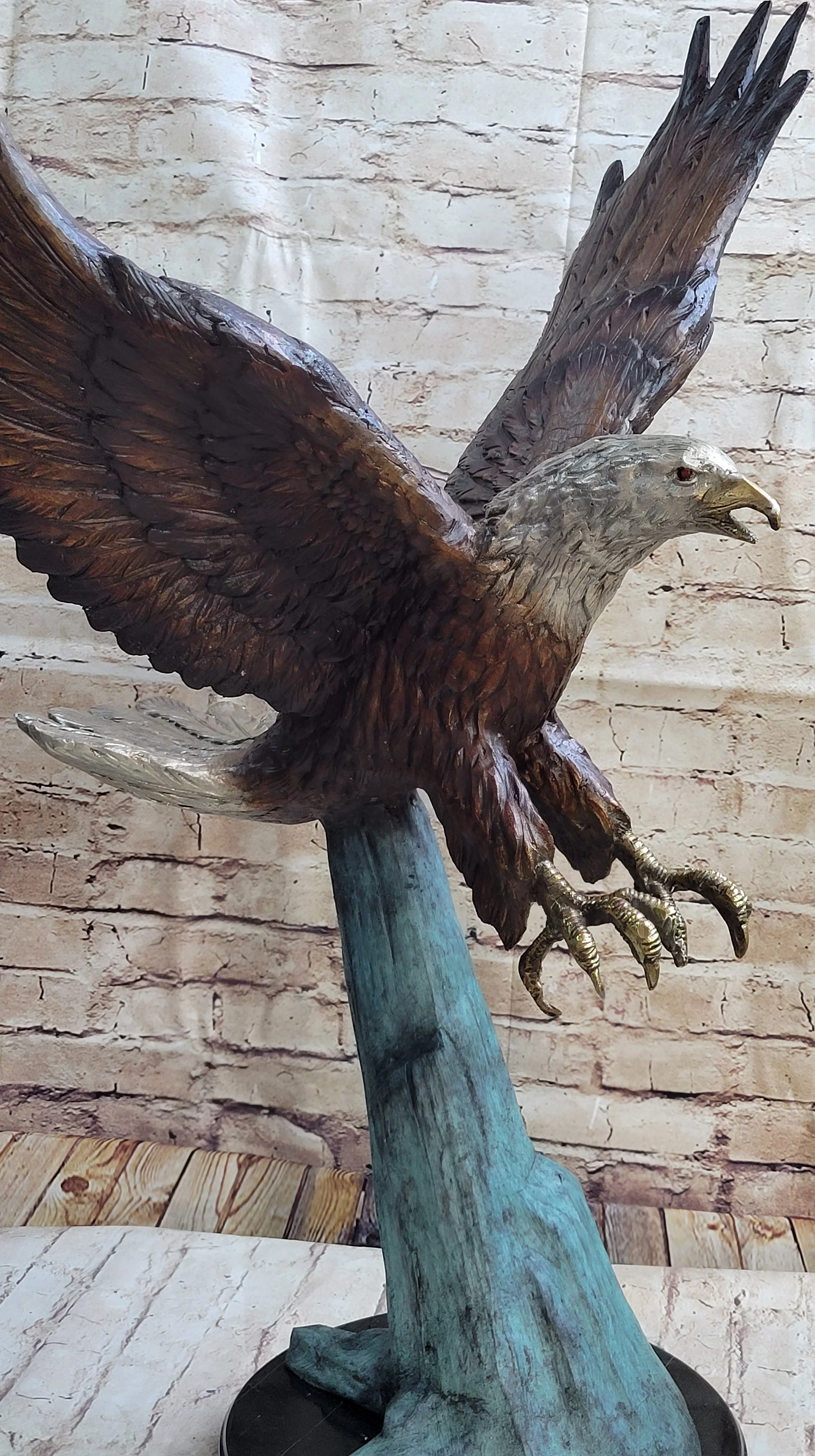 Swooping American Bald Eagle Real Bronze Sculpture Indoor Outdoor Statue 30" x 21" - Image 8