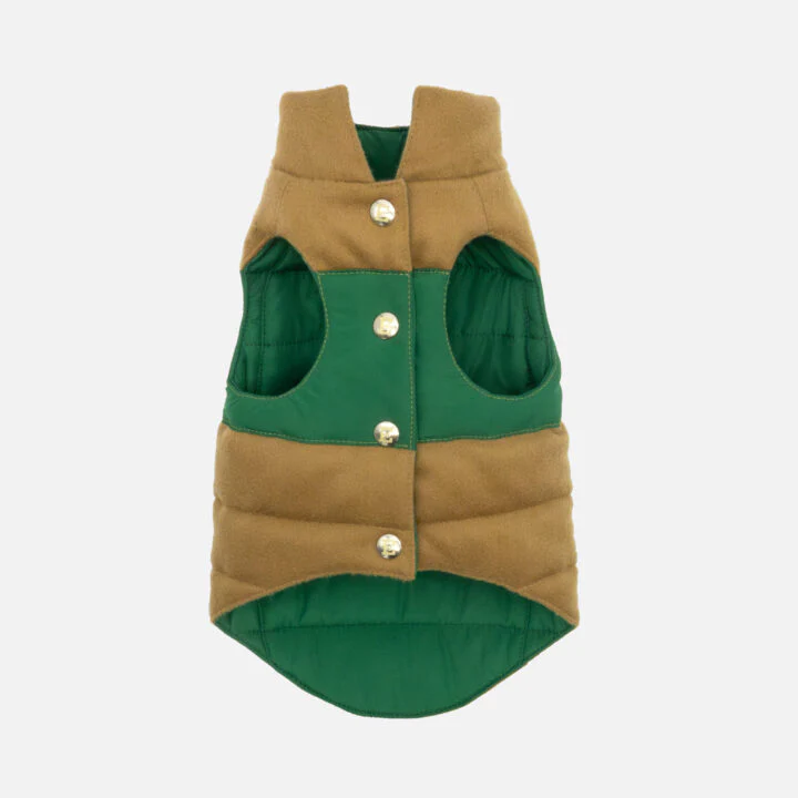 Tailored Pet Down Jacket in Camel Cashmere Reversible - Image 3
