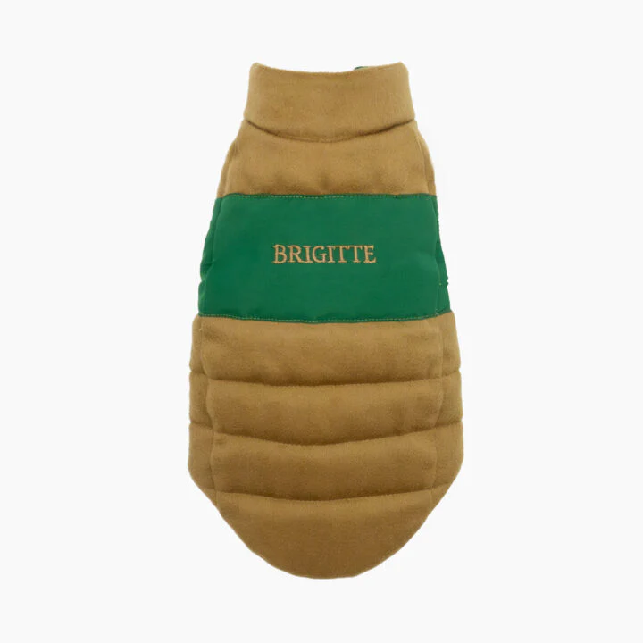 Tailored Pet Down Jacket in Camel Cashmere Reversible - Image 4