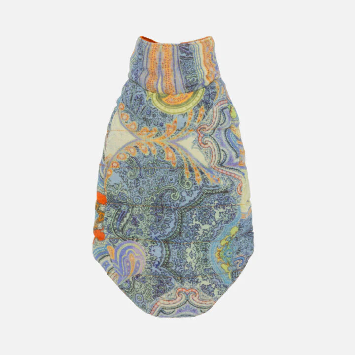Tailored Pet Down Jacket in Paisely Cashmere Reversible - Image 4